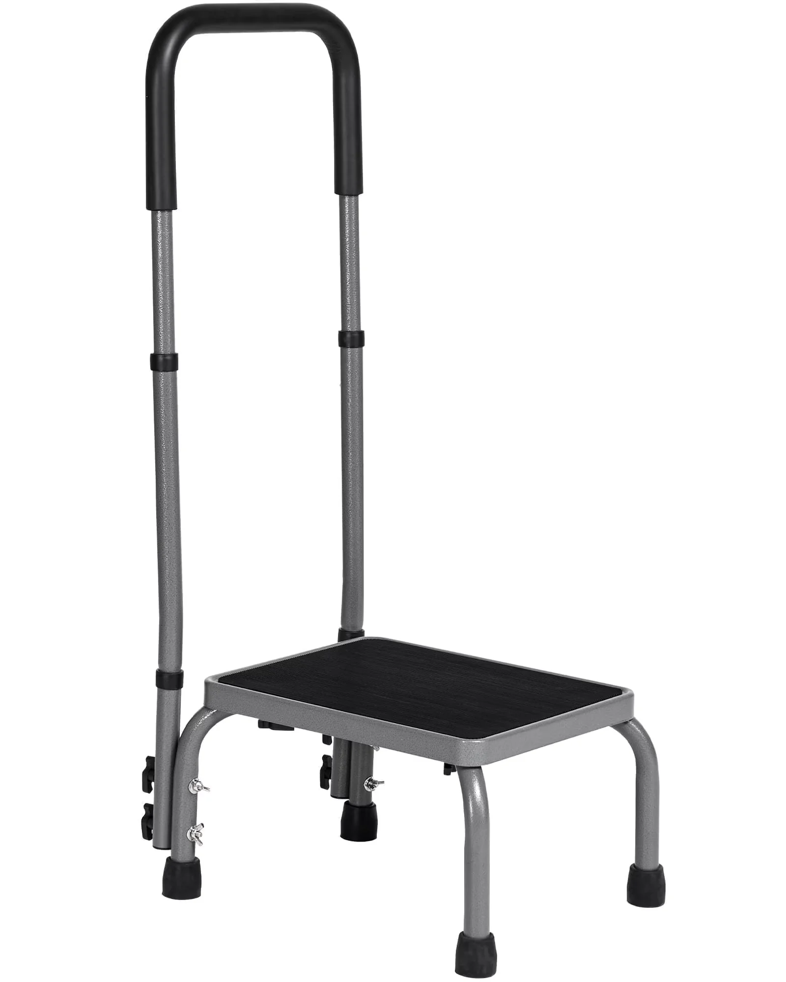 Ladders And Step Stool Compact with Adjustable Height, Anti-Slip - Metal Gray Model 9C99EA