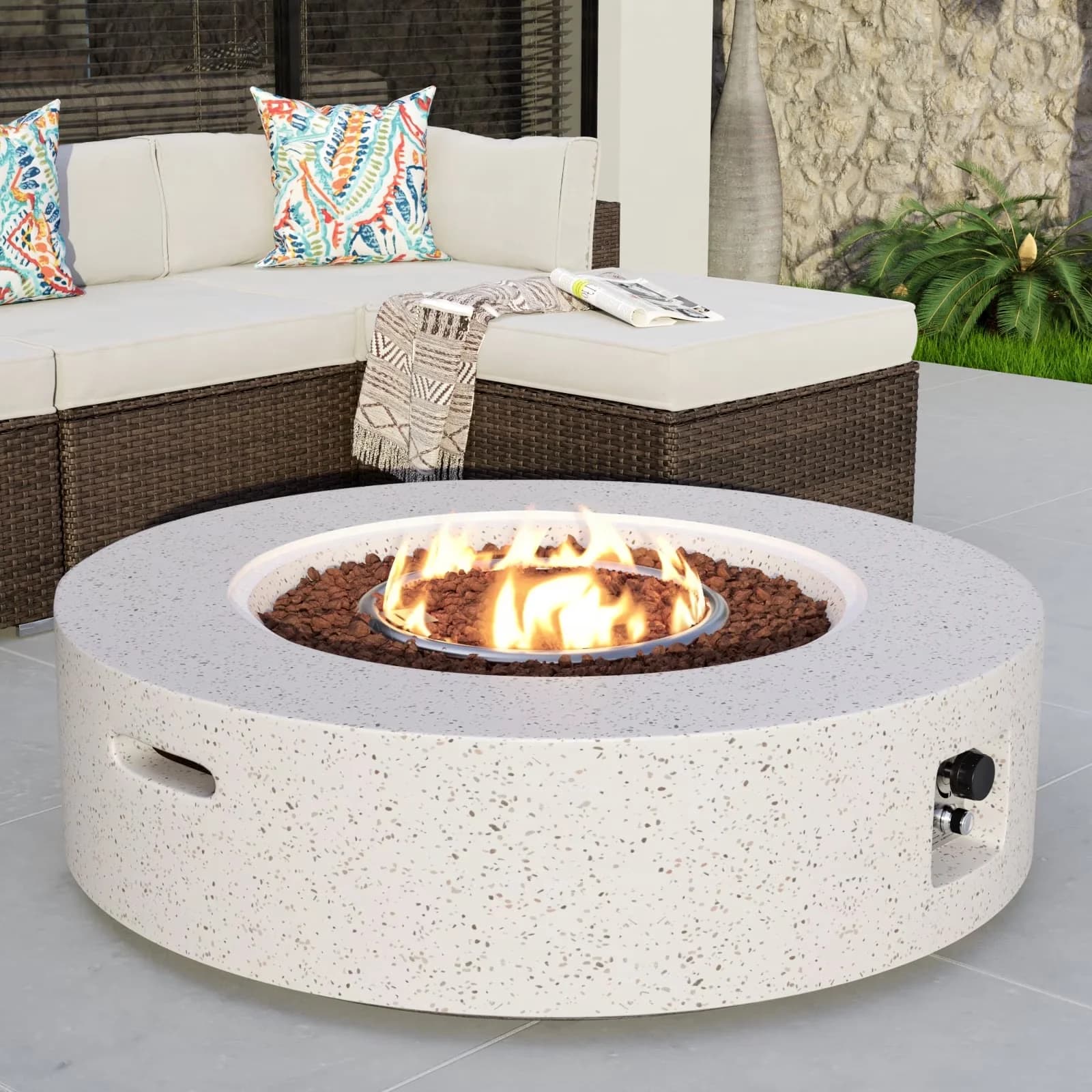 Sleek Outdoor Heating with Portable - Magnesium Oxide, Mgo White Round Model 9969C0
