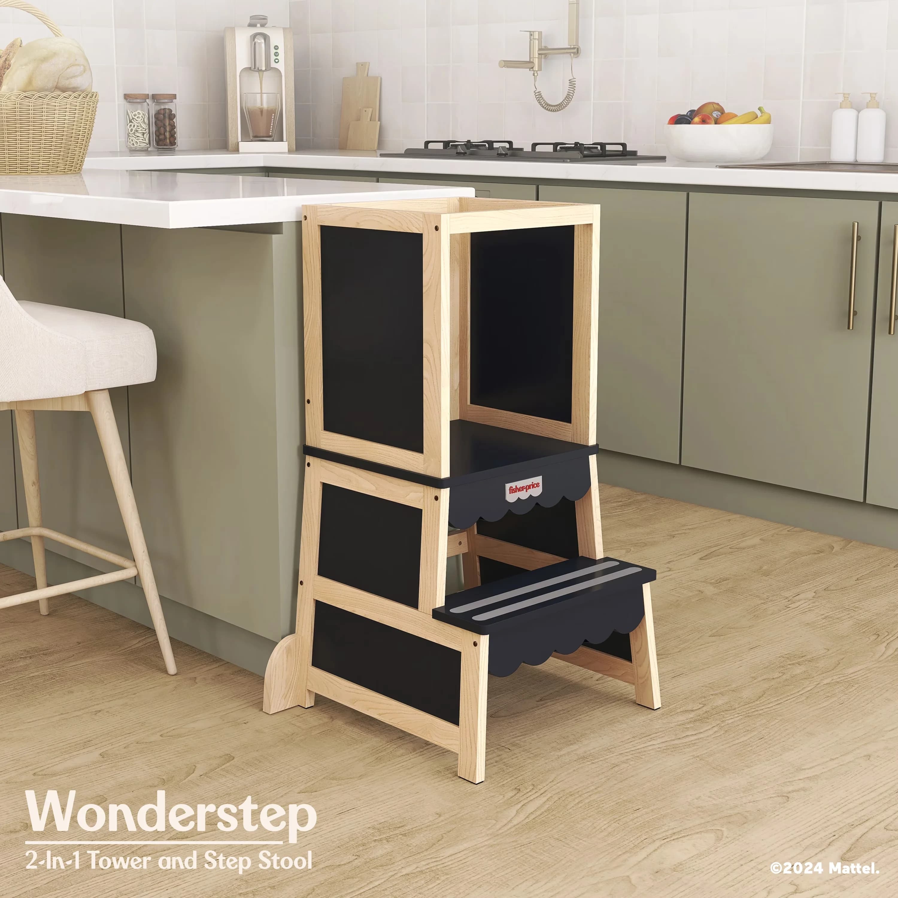 Ladders And Step Stool Stylish with Matte Black & Vintage White Oak - Black New Zealand Pinewood Model 47A474