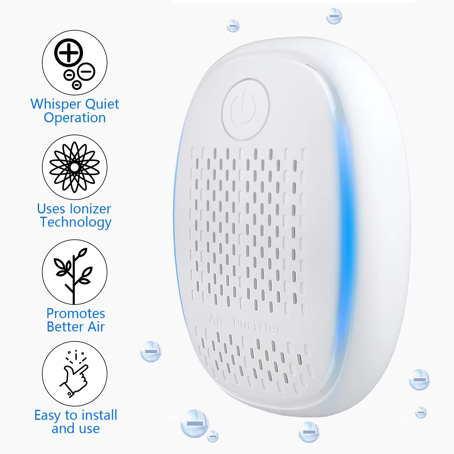 Professional Air Purifier with Filter Change Indicator, Plug in Purifiers - White for Home, Bedroom Model D8BF2C
