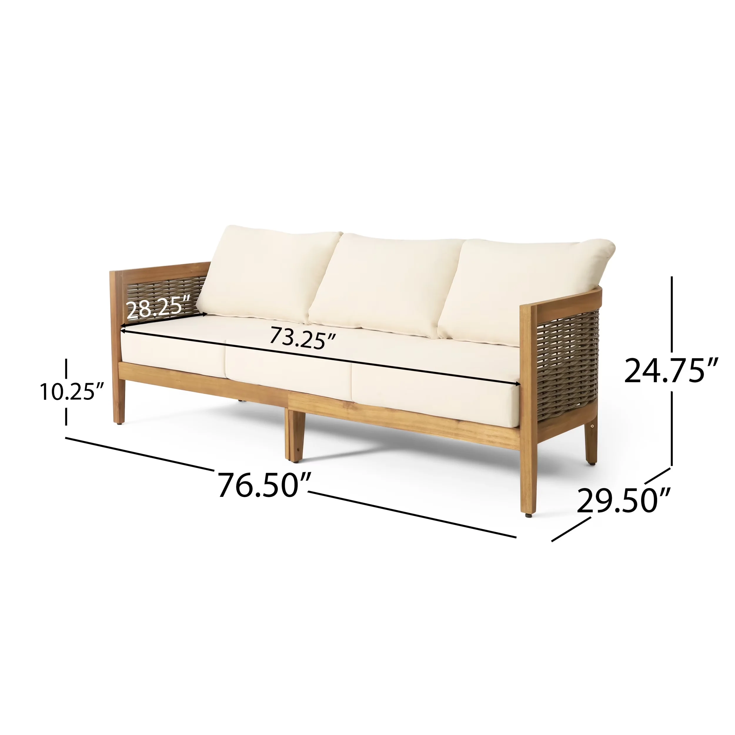 Premium Outdoor Sofas Sectional with Transitional, Water-Resistant - Solid Wood/Wicker/Rattan/Fabric Model BAAD6B