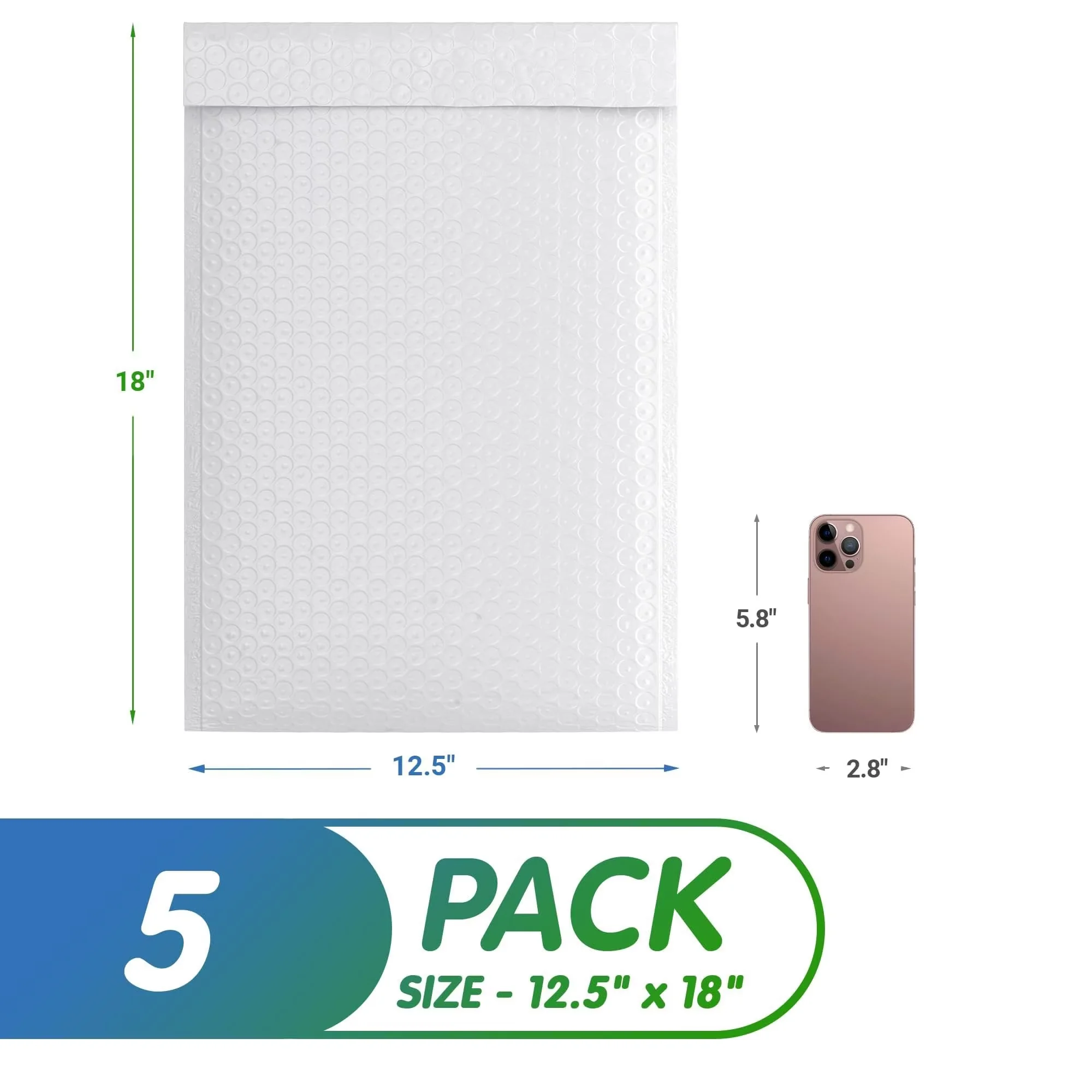 Moving Classic with White Poly Bubble Mailers Self Seal, Durable Padded Envelopes - White Model 4111A7