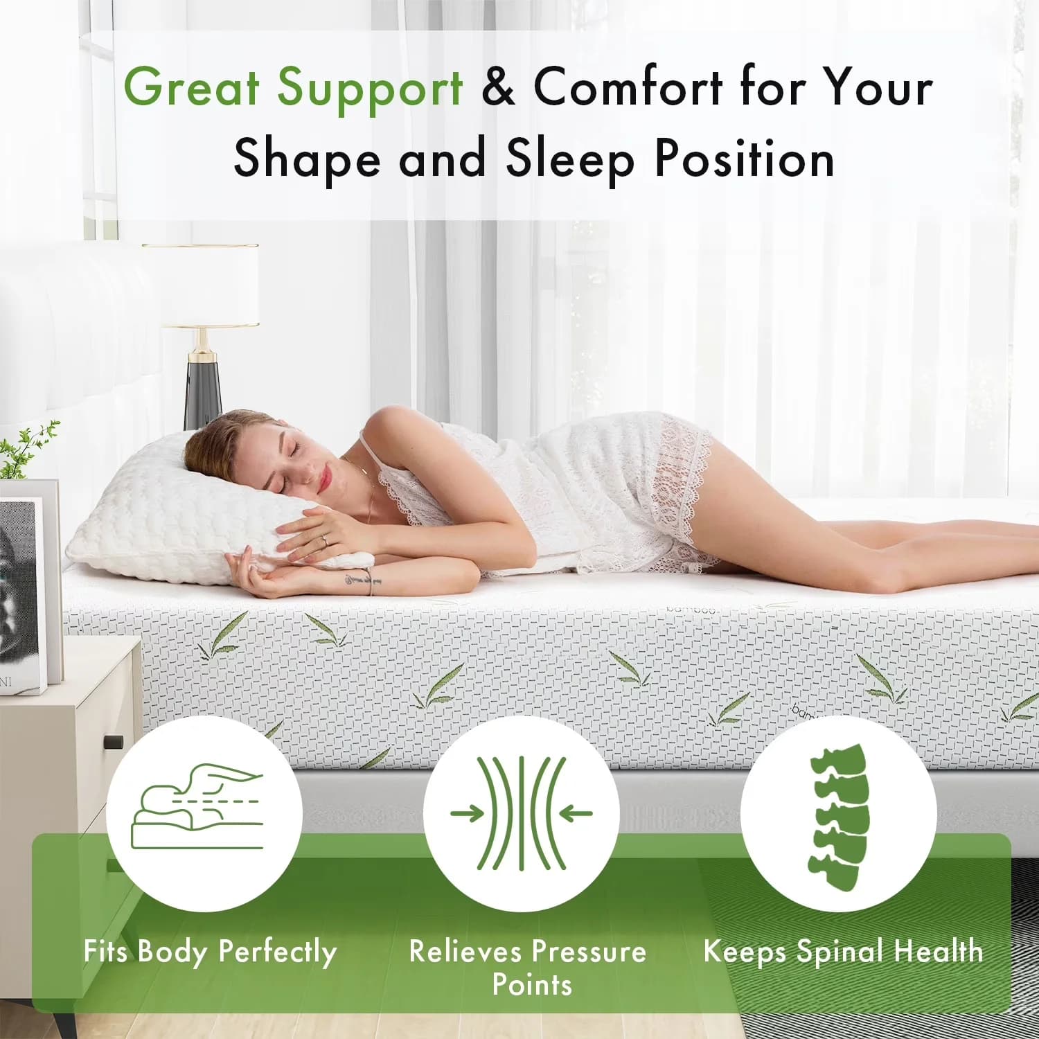 Mattresses Accessory Classic with Breathable Construction, Low Motion Transfer, Mattress-In-A-Box - White Memory Foam Model A3E5D3