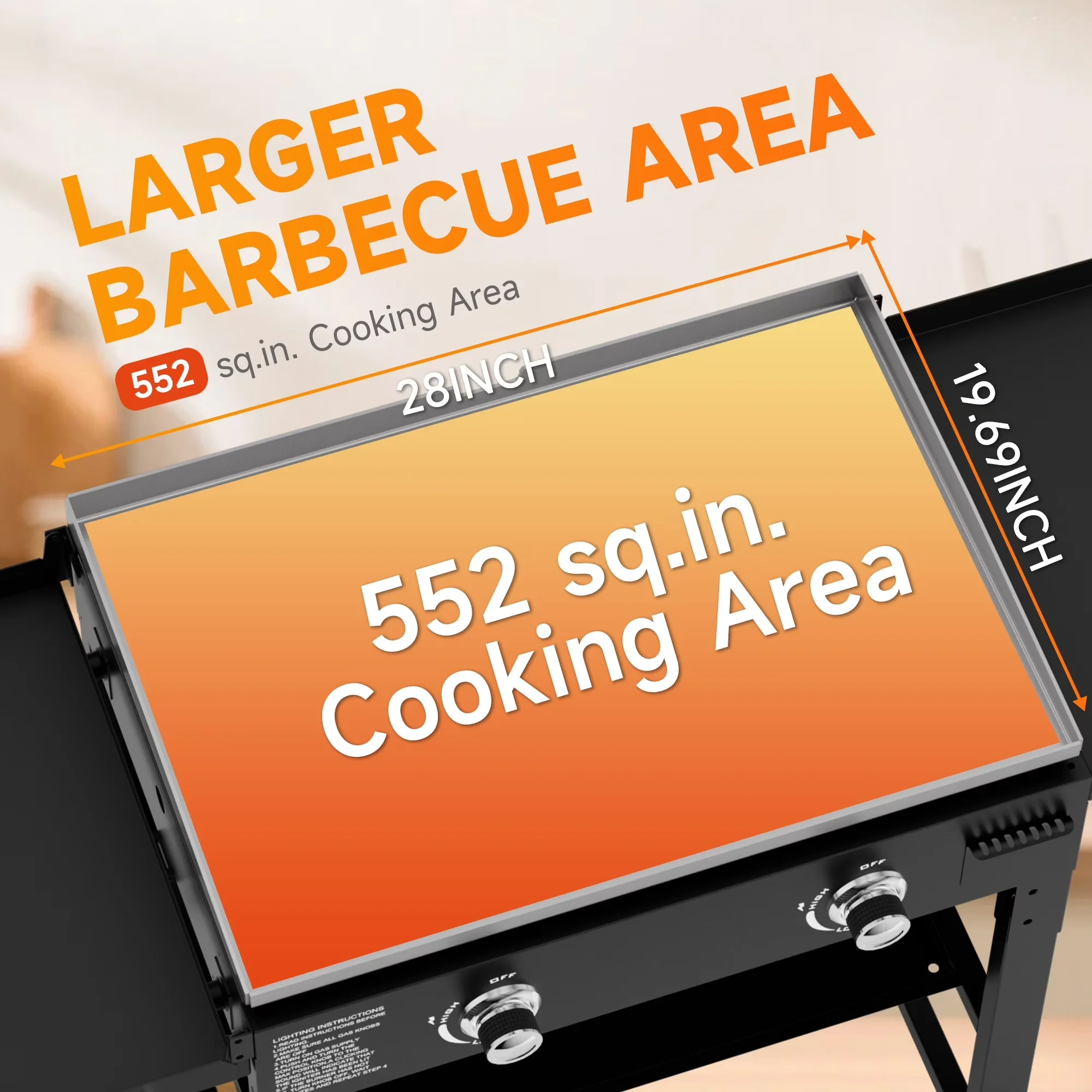 Premium Flat Top Grill with 30000 BTU, Foldable Legs, Portable - Stainless Steel Black Model 415B50