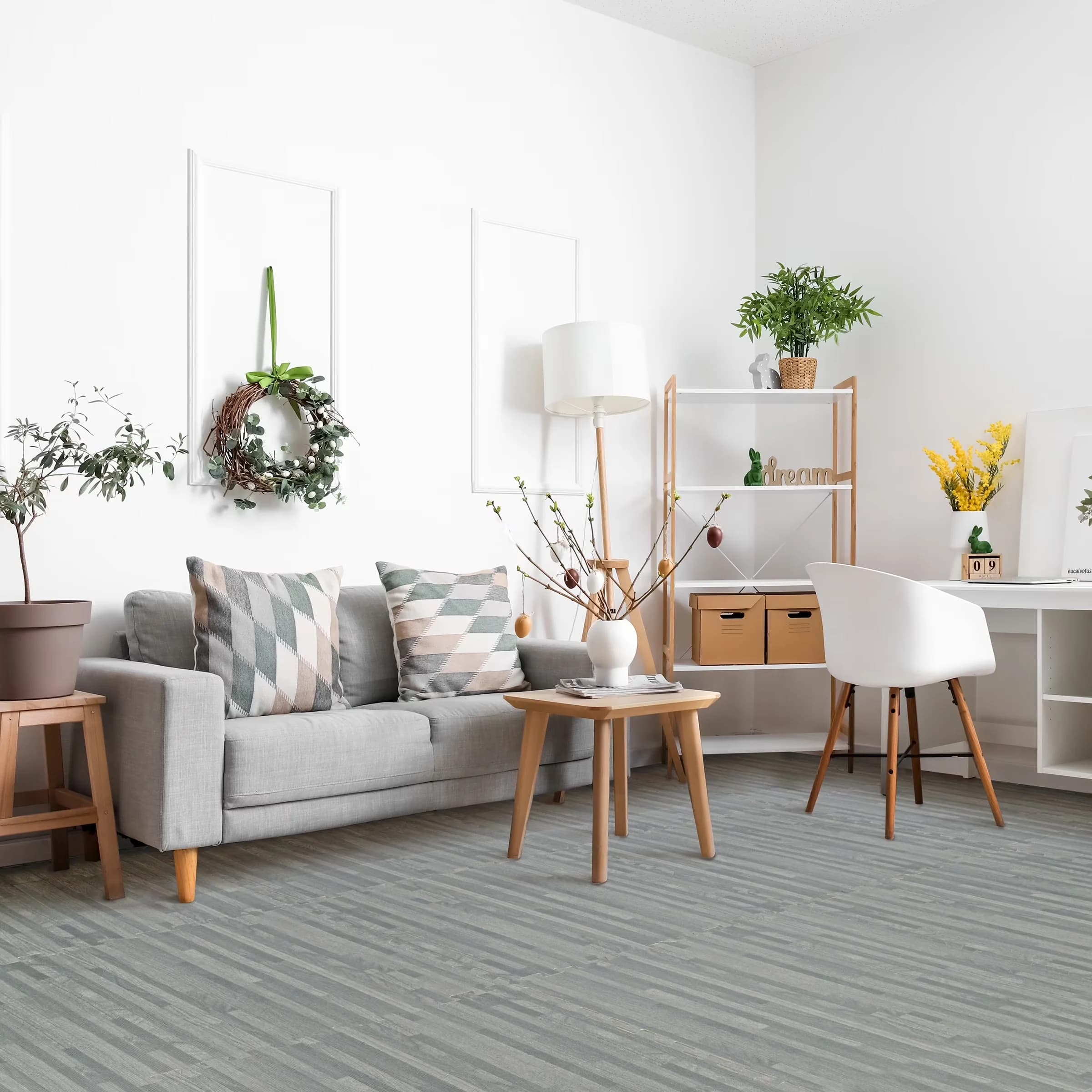 Modern Grey Vinyl Flooring Vinyl Plank Flooring with Easy Installation - Gray Foam Model 0F9DBC