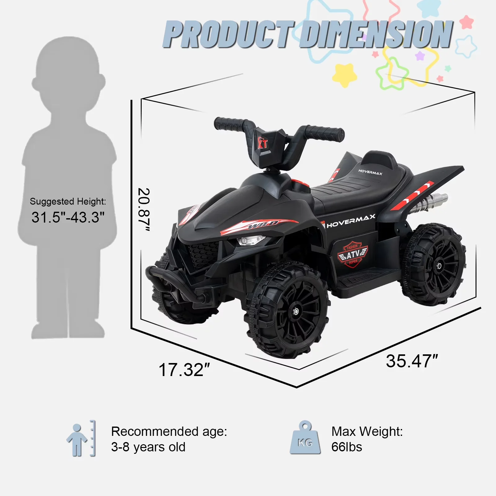 Premium Scooter with Battery, 12V, Lights Up - Black - Contemporary Style Model 1BB824