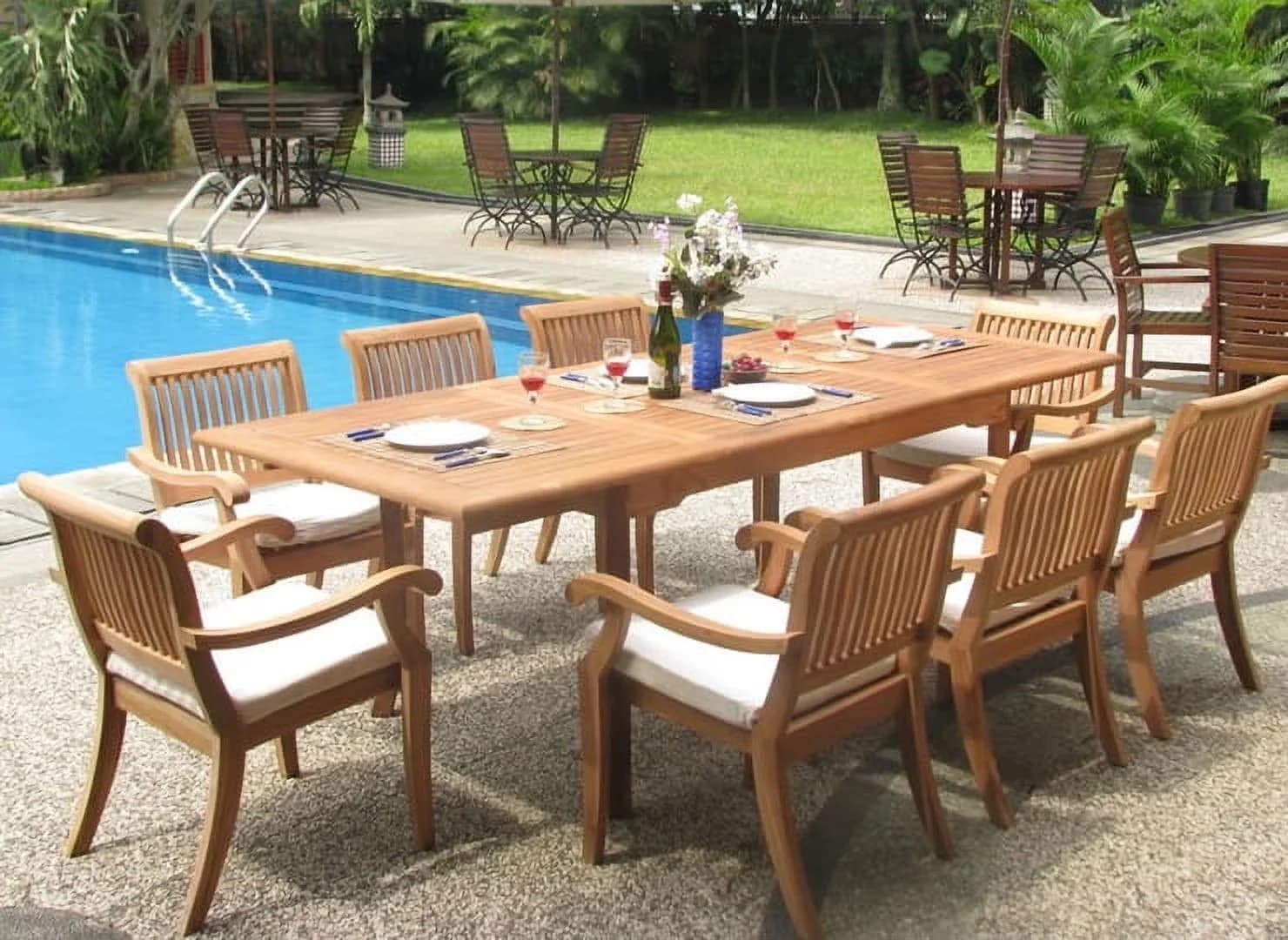 Patio Dining Set Durable - Teak Brown Grade - Long-Lasting Performance Model CE24FB
