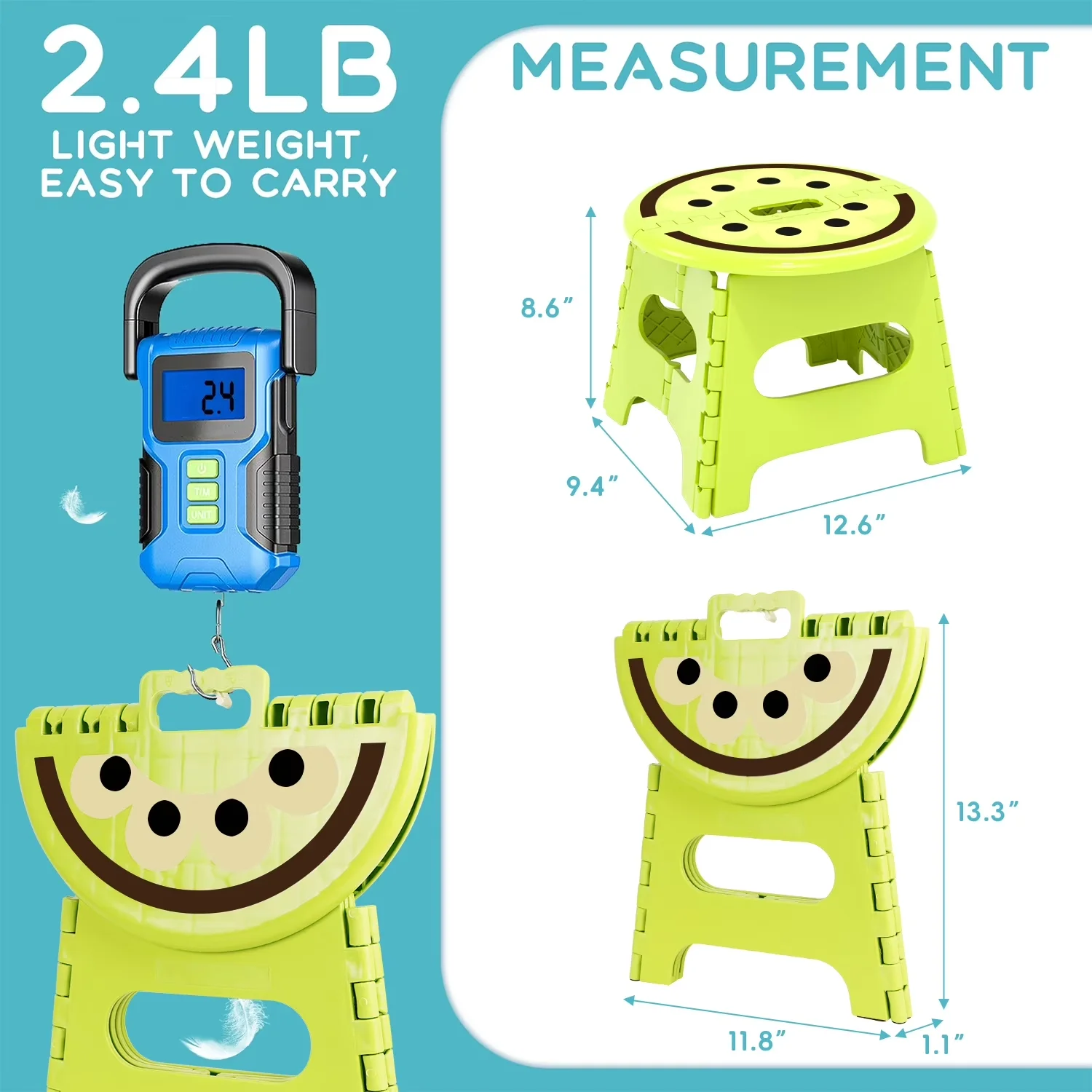 Versatile Ladders And Step Stool with Anti-Slip, Folding 13 Inch - Green Abs Model 0FDFB9