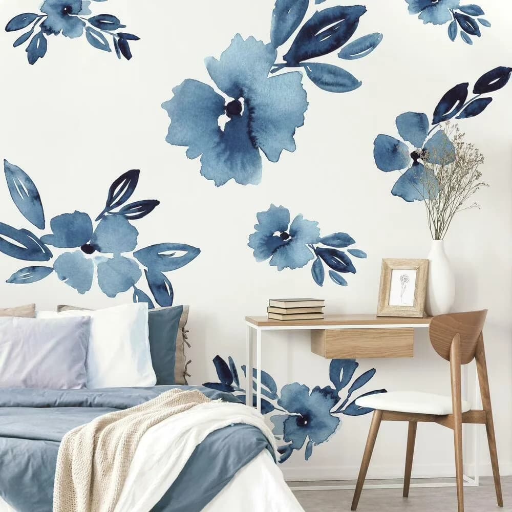 Durable Wallpaper with Reusable - Blue Vinyl Clara - Durable Build Model 2BD97B