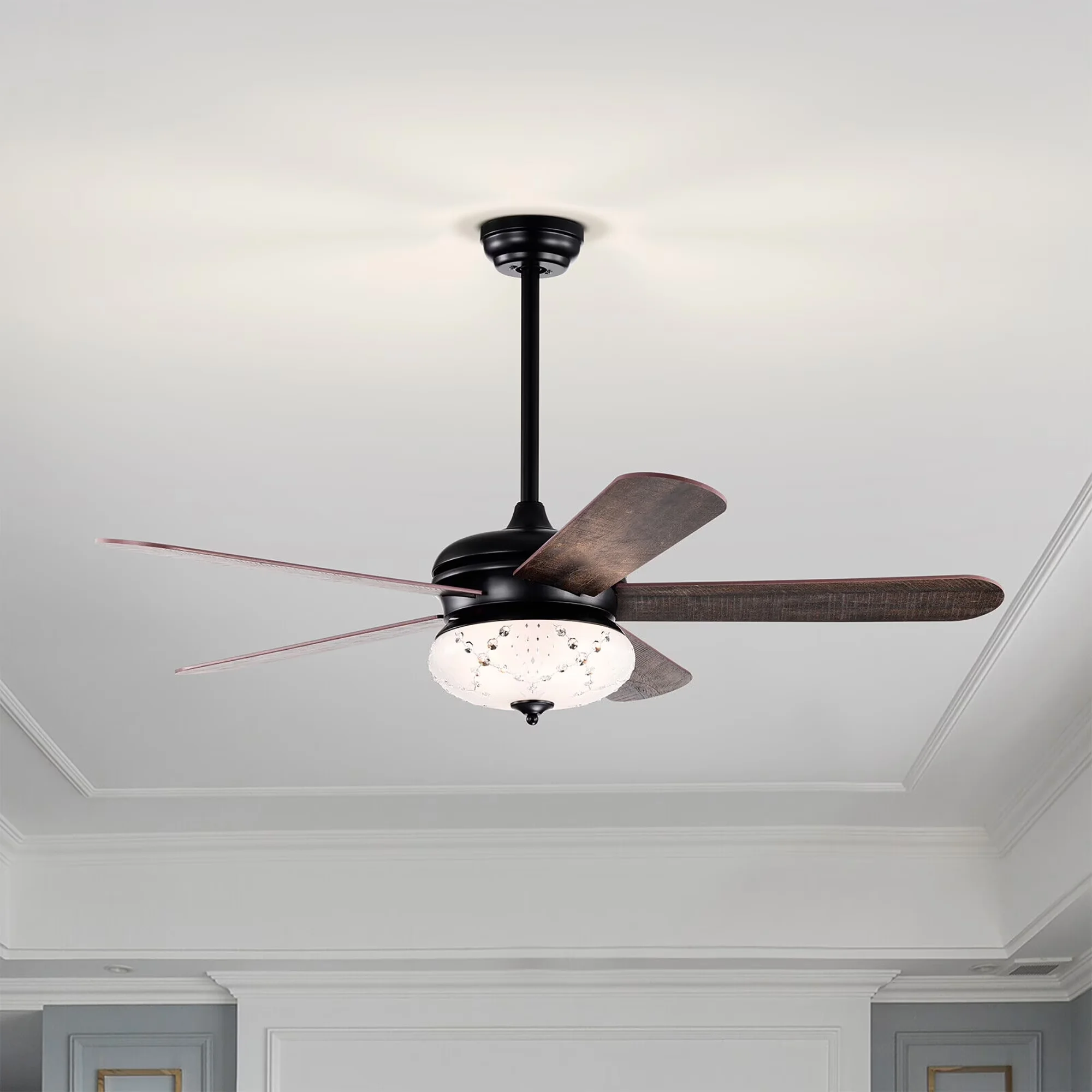 Innovative Ceiling Fan with Incandescent, Reversible Blades, Remote Controlled - Black Model FE2879