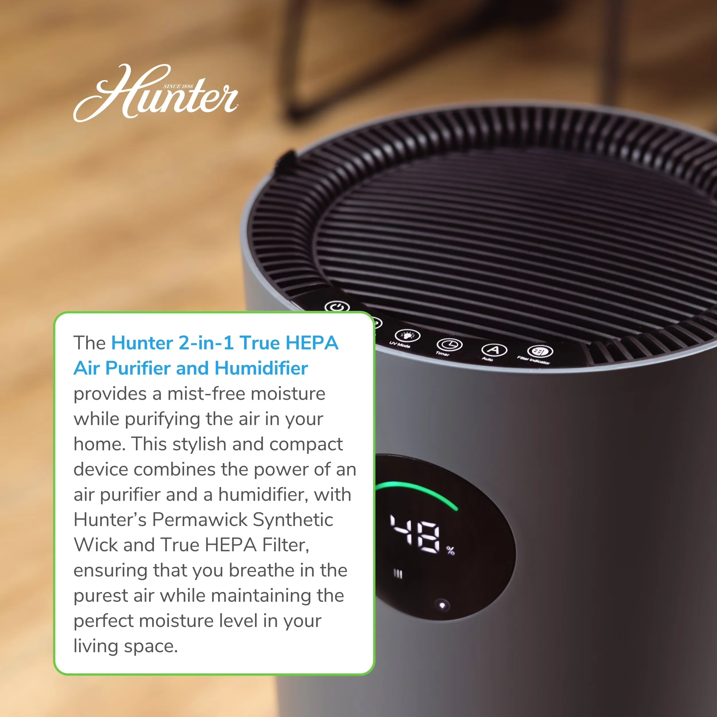 Premium Air Purifier with Grey/Silver, Humidifier and In One - HPH625 - Modern Design Model 769475