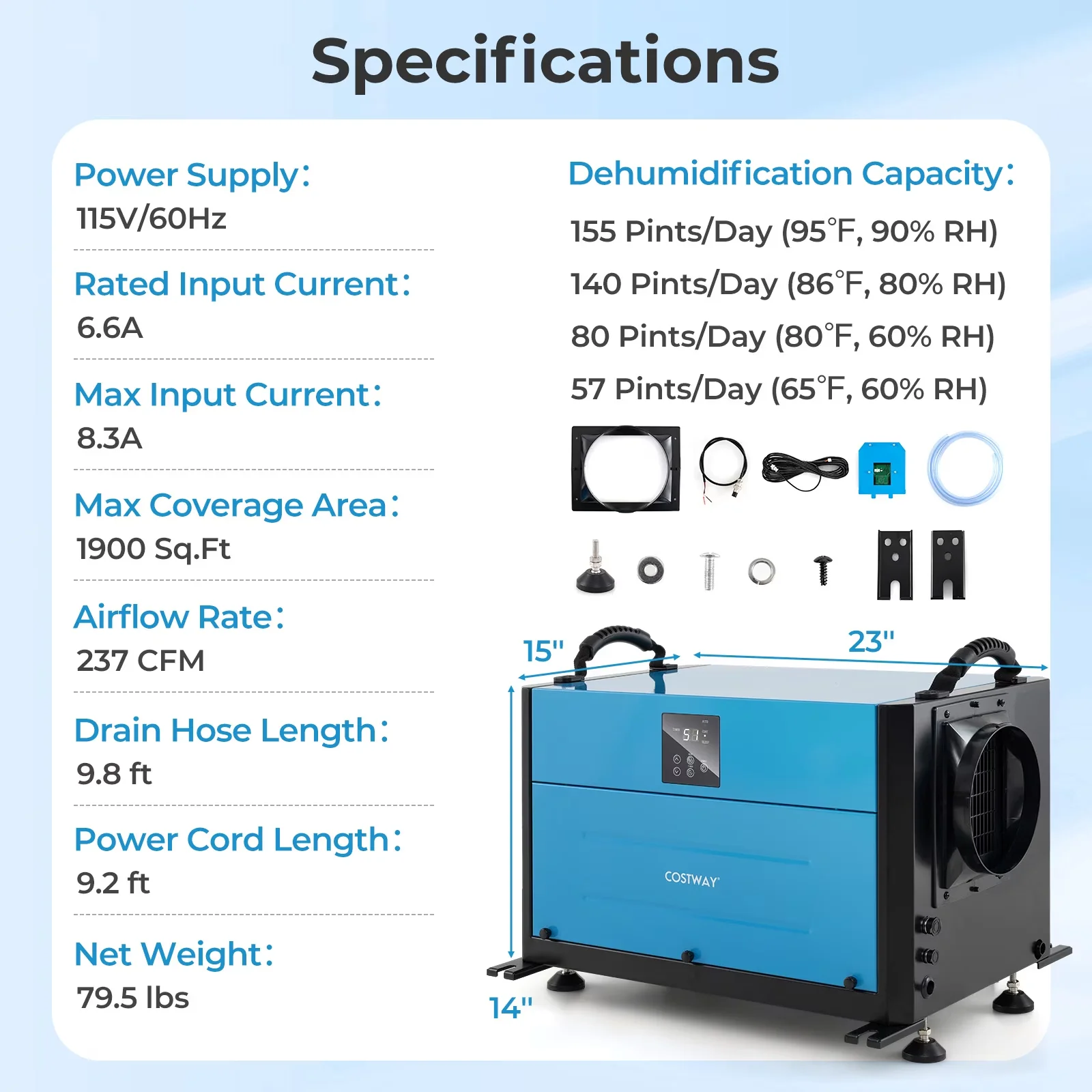 Durable Dehumidifier with 90%RH) - 24H for General Purpose Model 92AB76