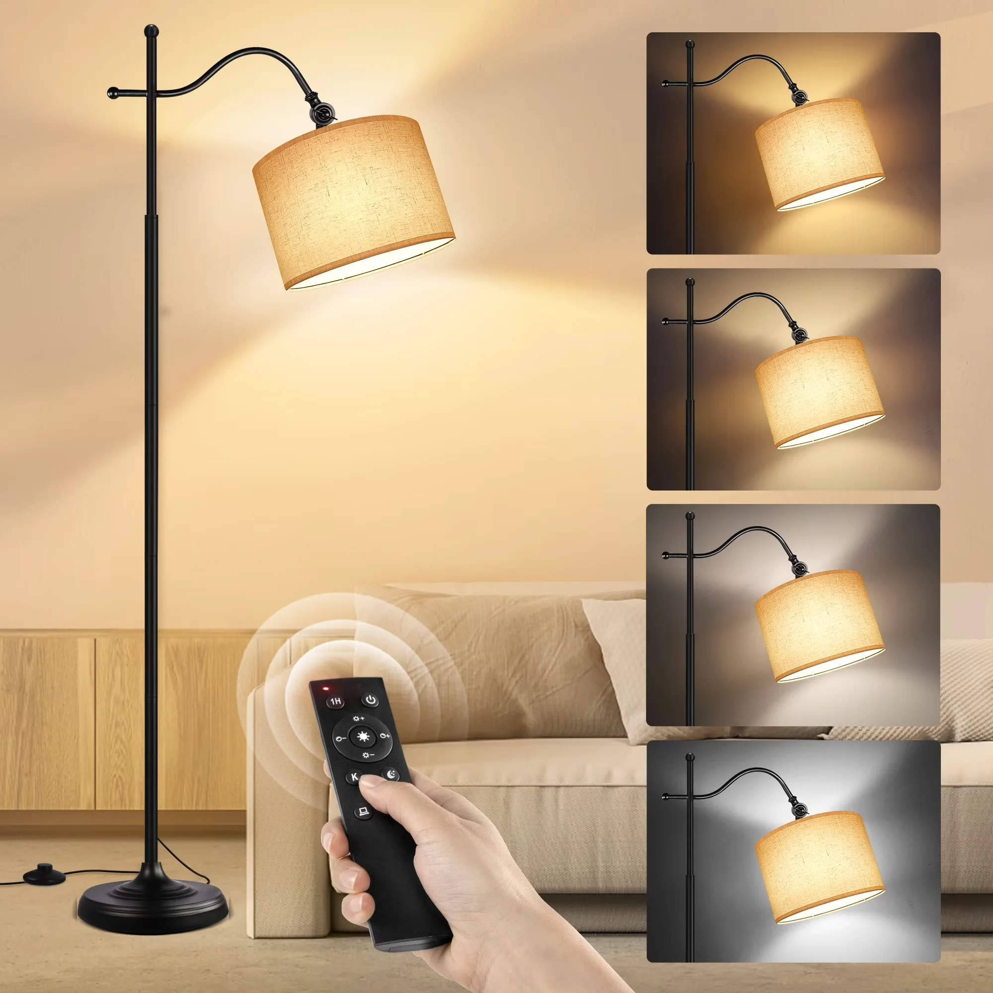 Lamp Essential with LED, 9W, Standard Lamps - Black Metal Floor - Durable Build Model 636743