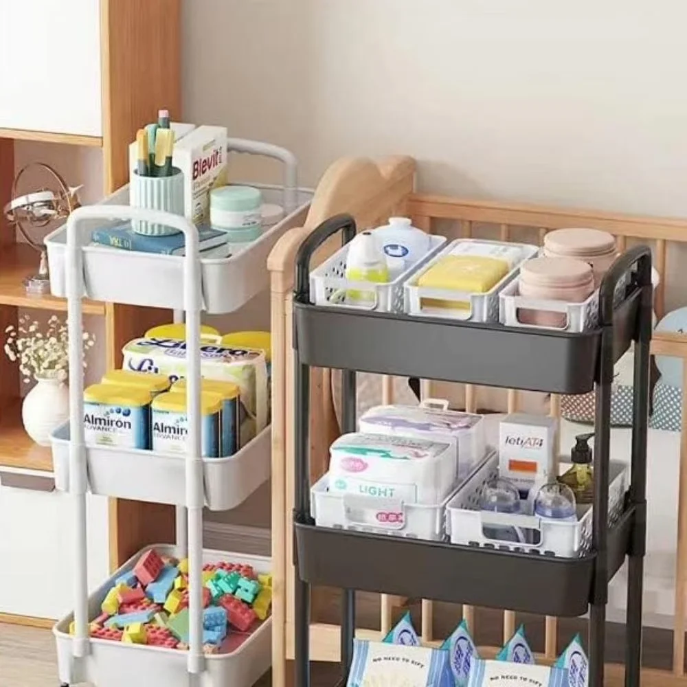 Garage Storage Supply Reliable with Modern, Rolling, 3 Tier Metal Rolling Utility Cart - Mental Model 59ABBA