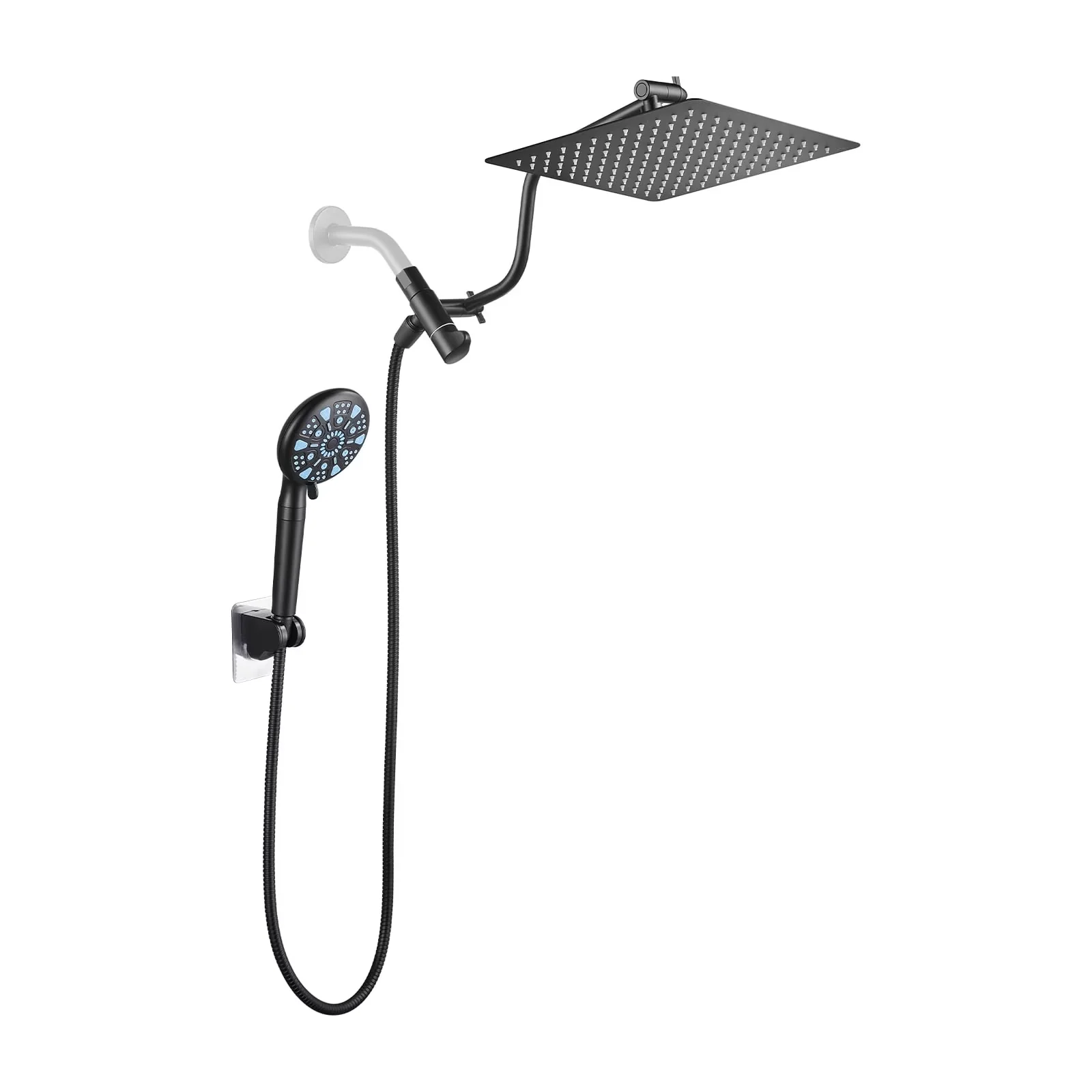 Shower Head Premium with Easy To Clean, Fade Resistant, Adjustable Heads - Black Abs (Acrylonitrile Butadiene Styrene), Stainless Steels Model 9C0E46