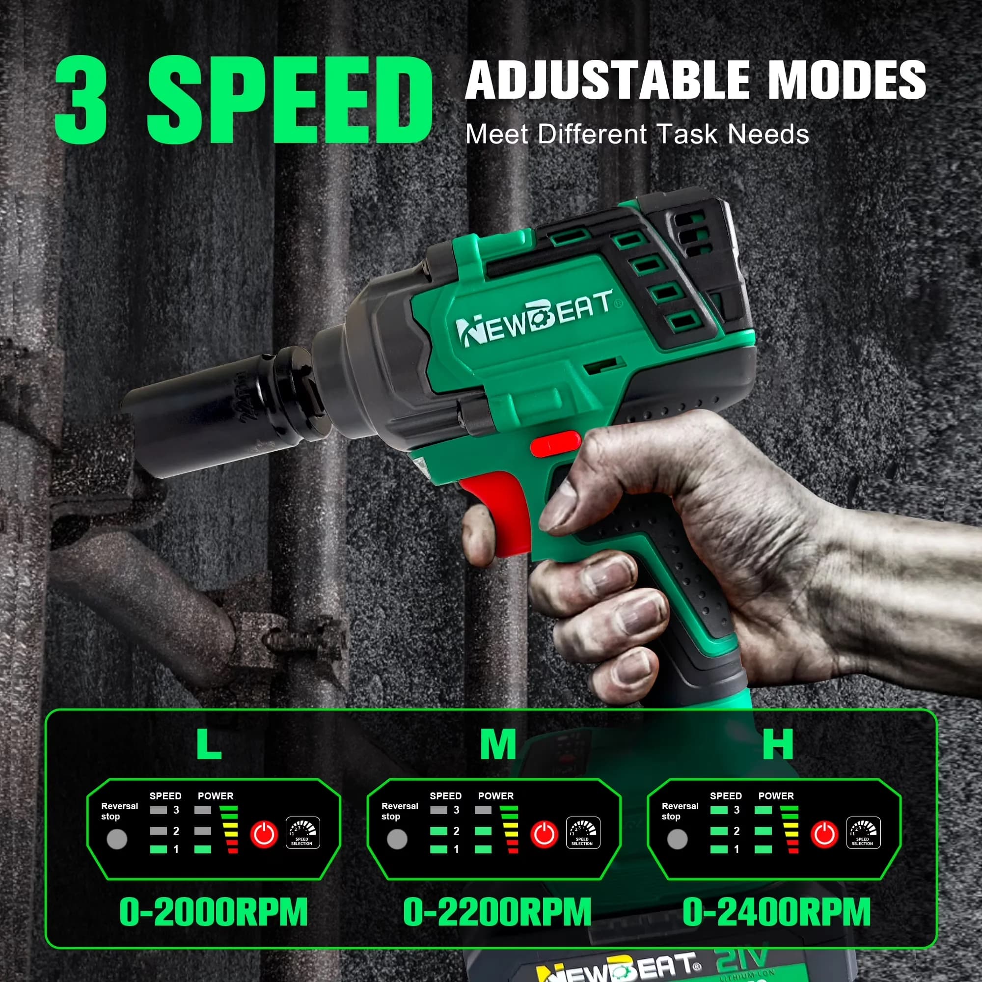 Durable Air Tools Compressor with Battery, 21V, Cordless Impact Wrench Set - Model C8B944