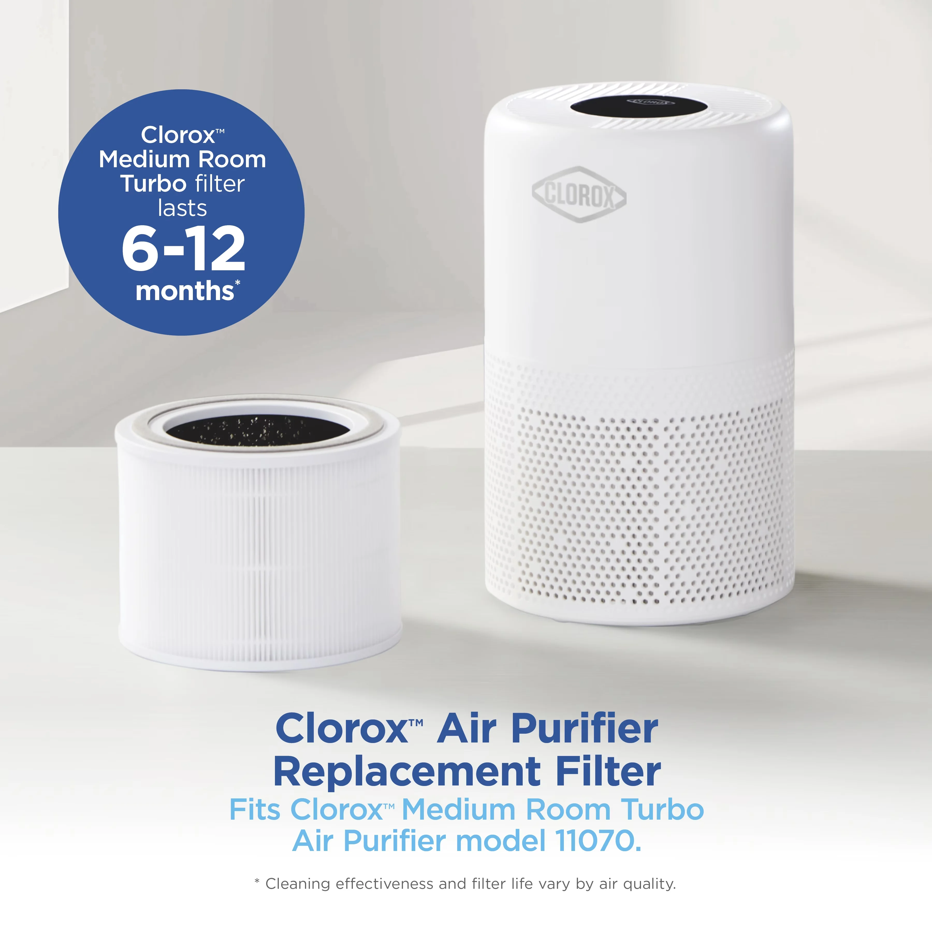 Compact Air Purifier with True HEPA Replacement Filter - White - Easy to Use Model 1FD3FE