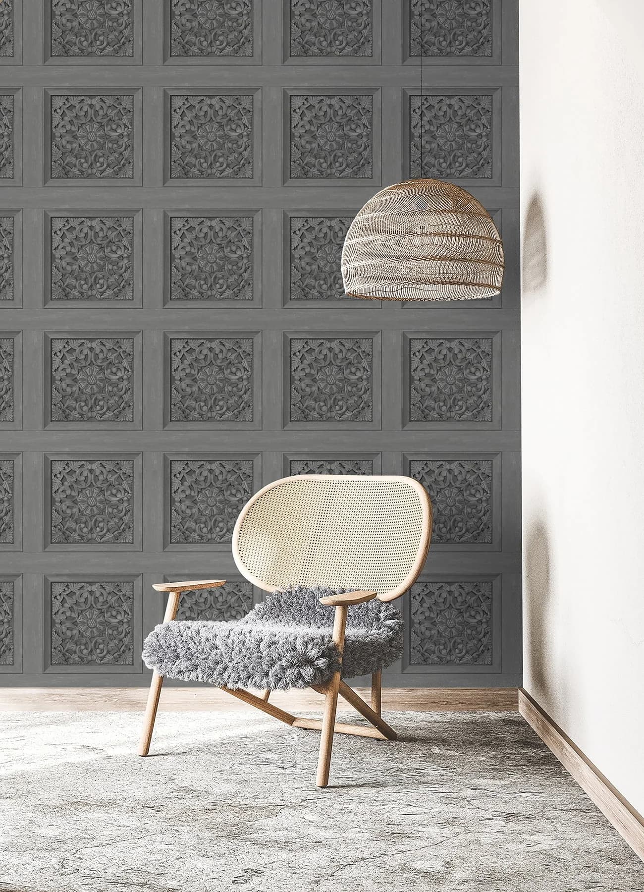 Stylish Wallpaper with Removable, Easily repositionable while installing - Pvc Grey Model EA0959