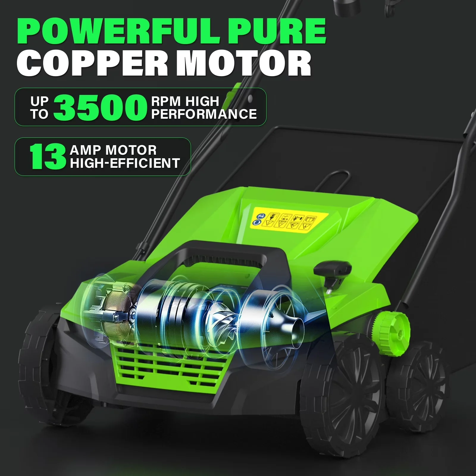 Stylish Push Mower with Folding Handle, 5-Position Depth Adjustment - Green Model 8B7525