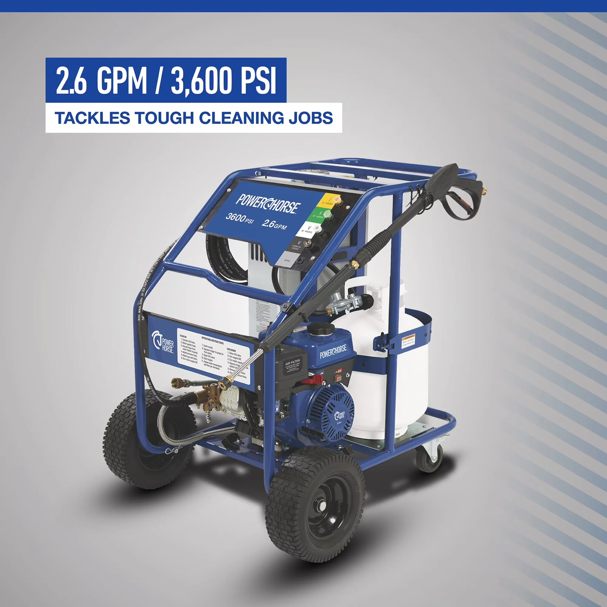 Quality Pressure Washer with Quick Connect Tips, 2.6 GPM, Gas Hot Water - Model F0C98F