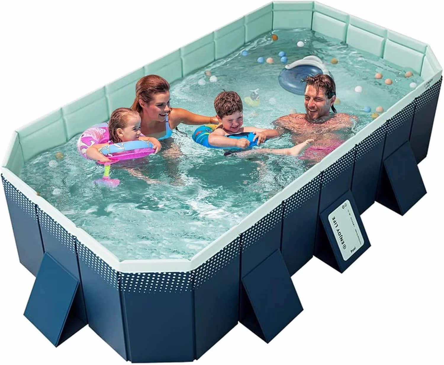 Inflatable Pool Innovative with Uv Resistant, 118"Non-inflatable Swimming, 113"×66“×20” - Blue Model C8DD65