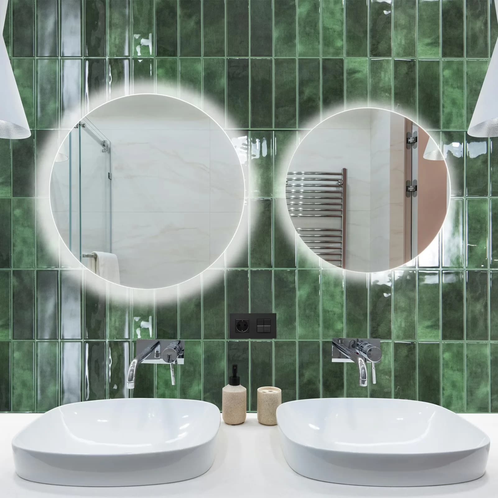 Versatile Bathroom Renovation with Easy Installation, Self-Adhesive Wall Tiles, 10Pcs Peel and Stick Backsplash Tile - Green Vinyl... Model 2F14C2