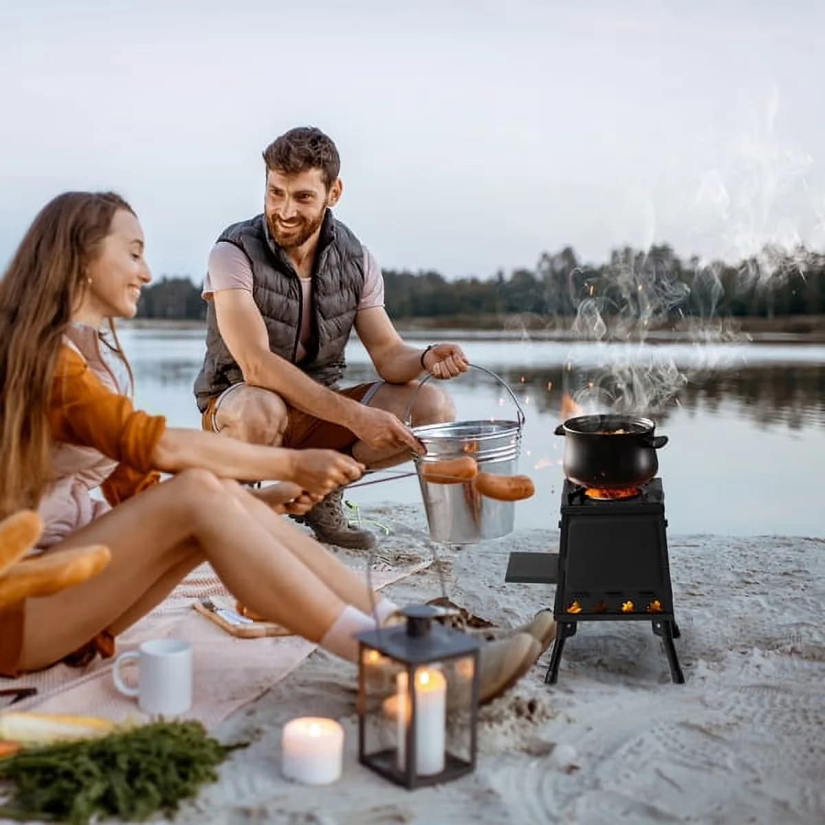 Reliable Outdoor Heating with Rust Resistant, 38 inch Fire Pit - Black Stainless Steel Model DBCFC4