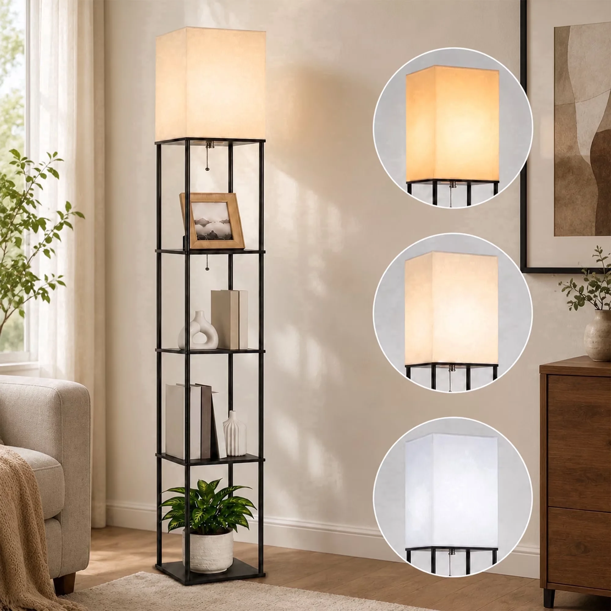 Classic Lamp with LED, 9W, Dimmable - Metal Black, White for Living Room, Bedroom Model 323713