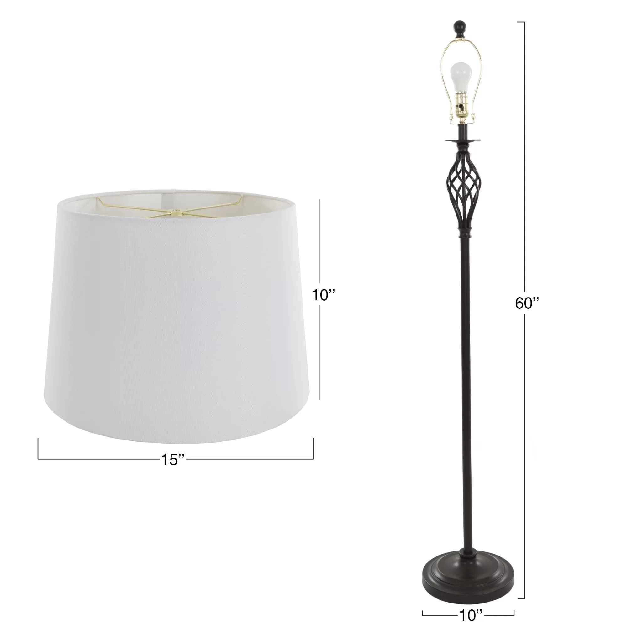 Stylish Lamp Set with LED, Traditional, Table and Floor Lamps - Metal Bronze Model A9894F