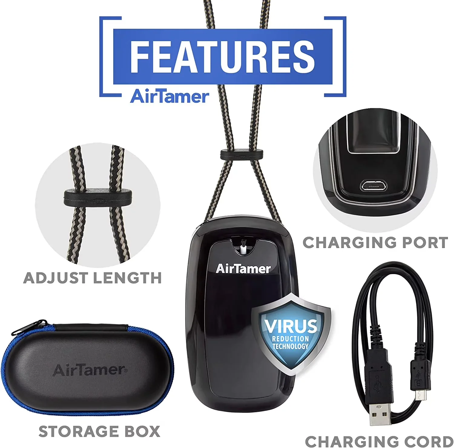 Air Purifier Essential with Automatic Shut-Off, A315 Rechargeable Personal, Black - Black Model 85FBF3