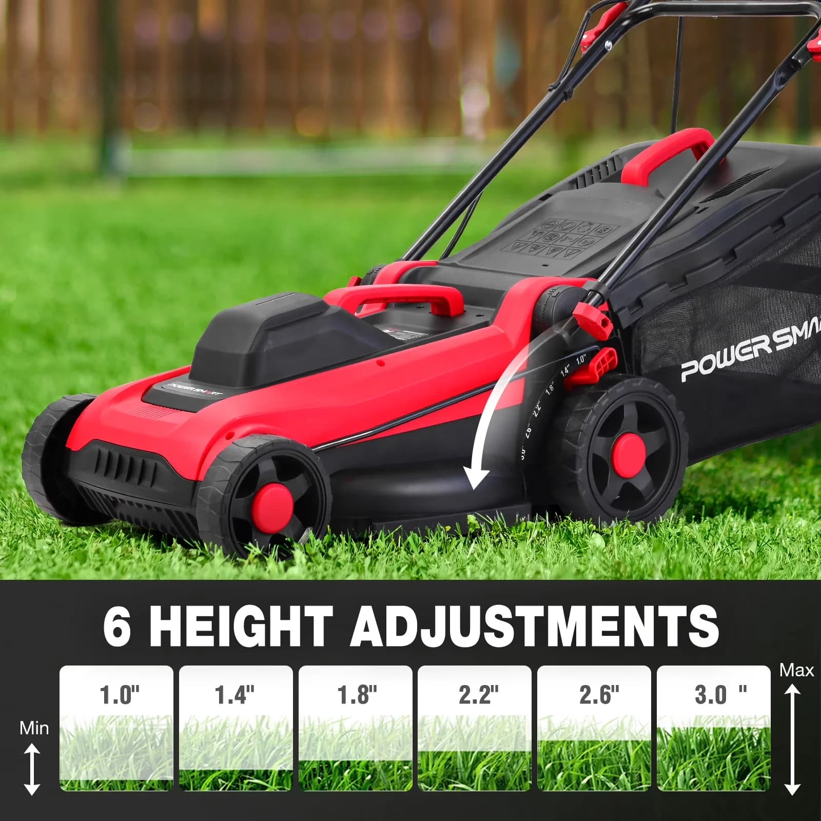 Quality Push Mower with Bagger, Adjustable Cutting Height, 14" Electric Lawn - Red Model 469EA9