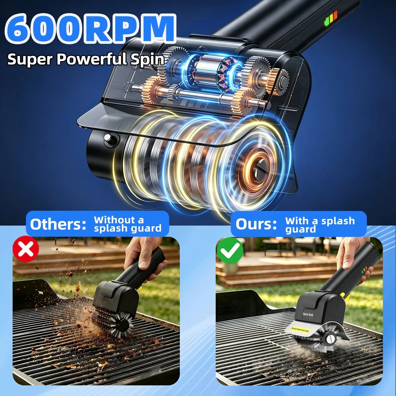 Versatile Gas Grill with Tool Holder, Electric Brush - Stainless Steel, Plastic Black Model 041C93