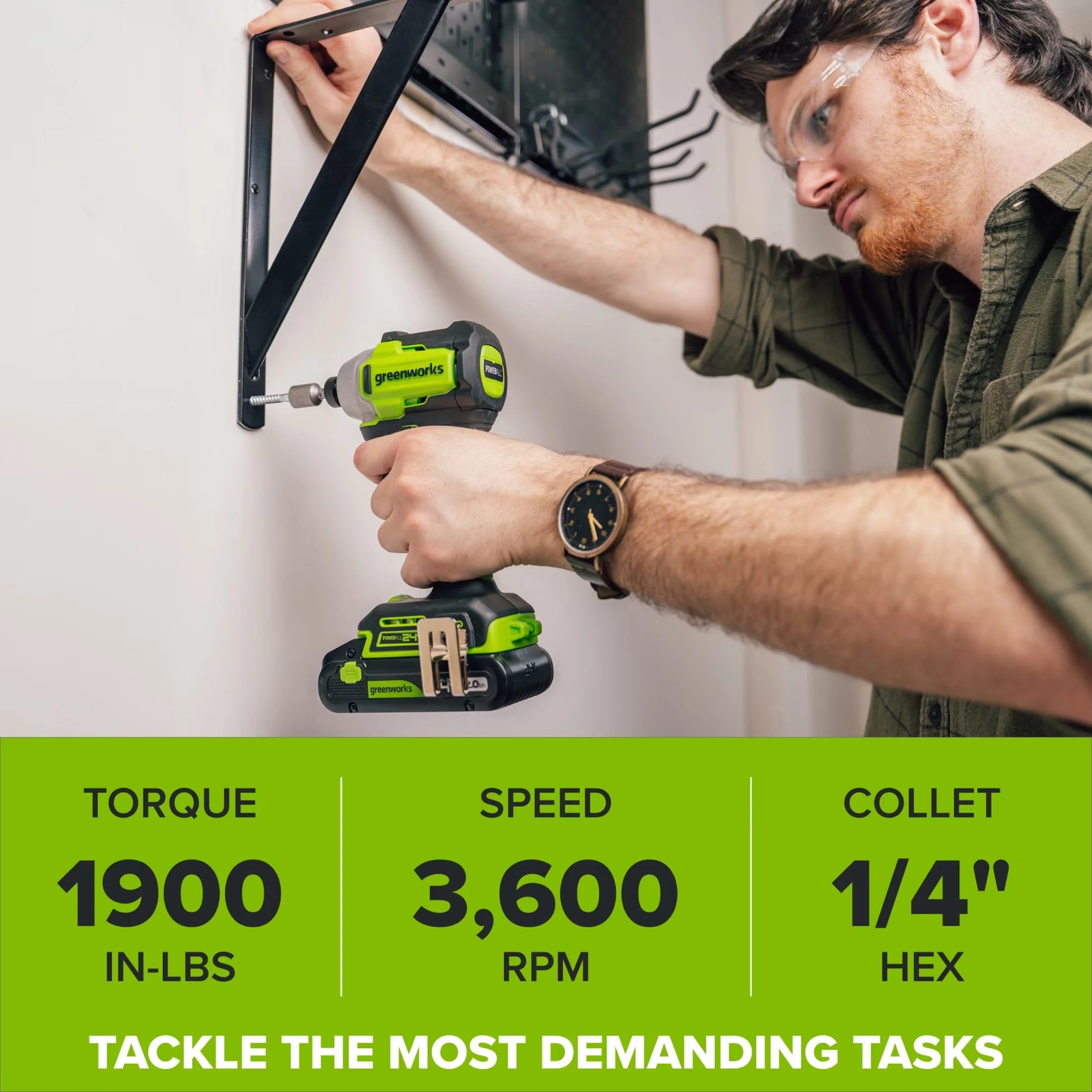 Professional Power Tool with Battery, 30W, 24V - Green - Compact and Portable Model 5E15E7