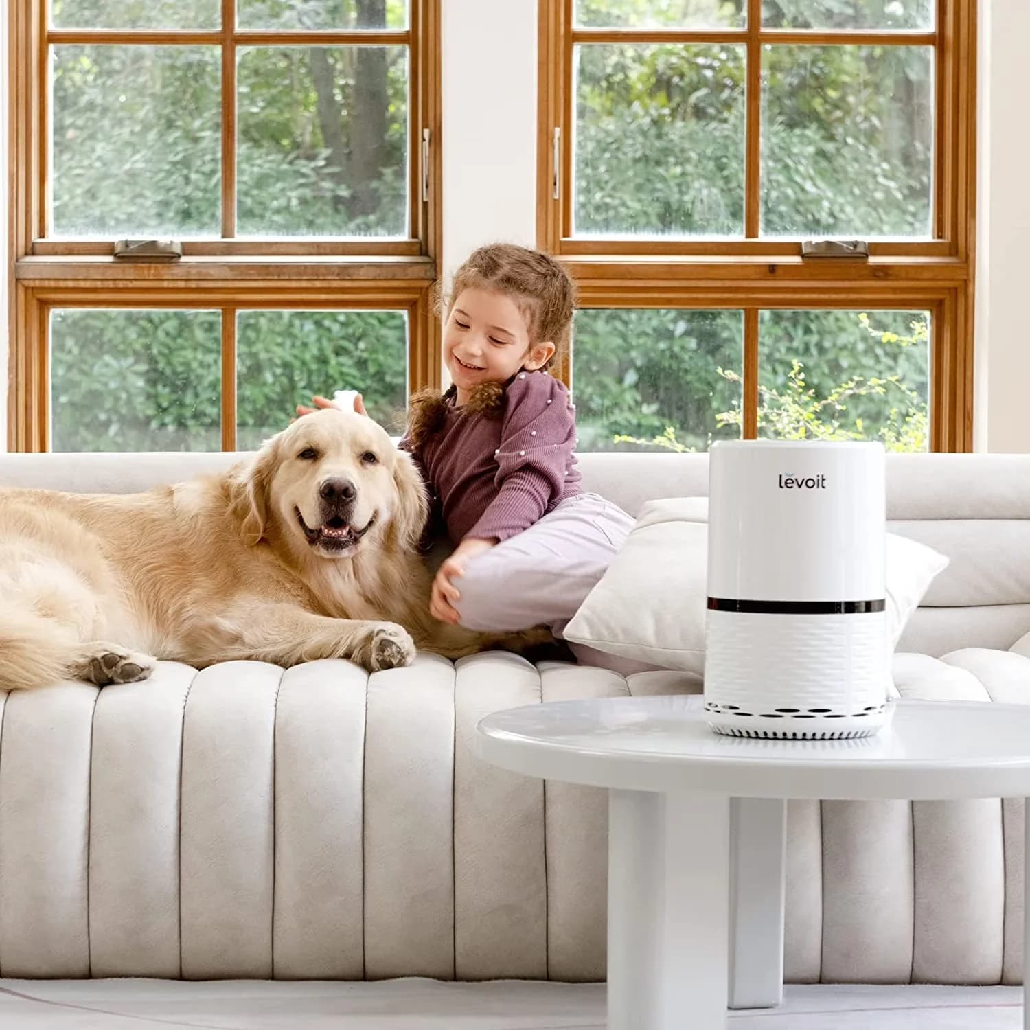 Durable Air Purifier with Automatic Shut-Off, Filter Change Indicator - White Model D96B54