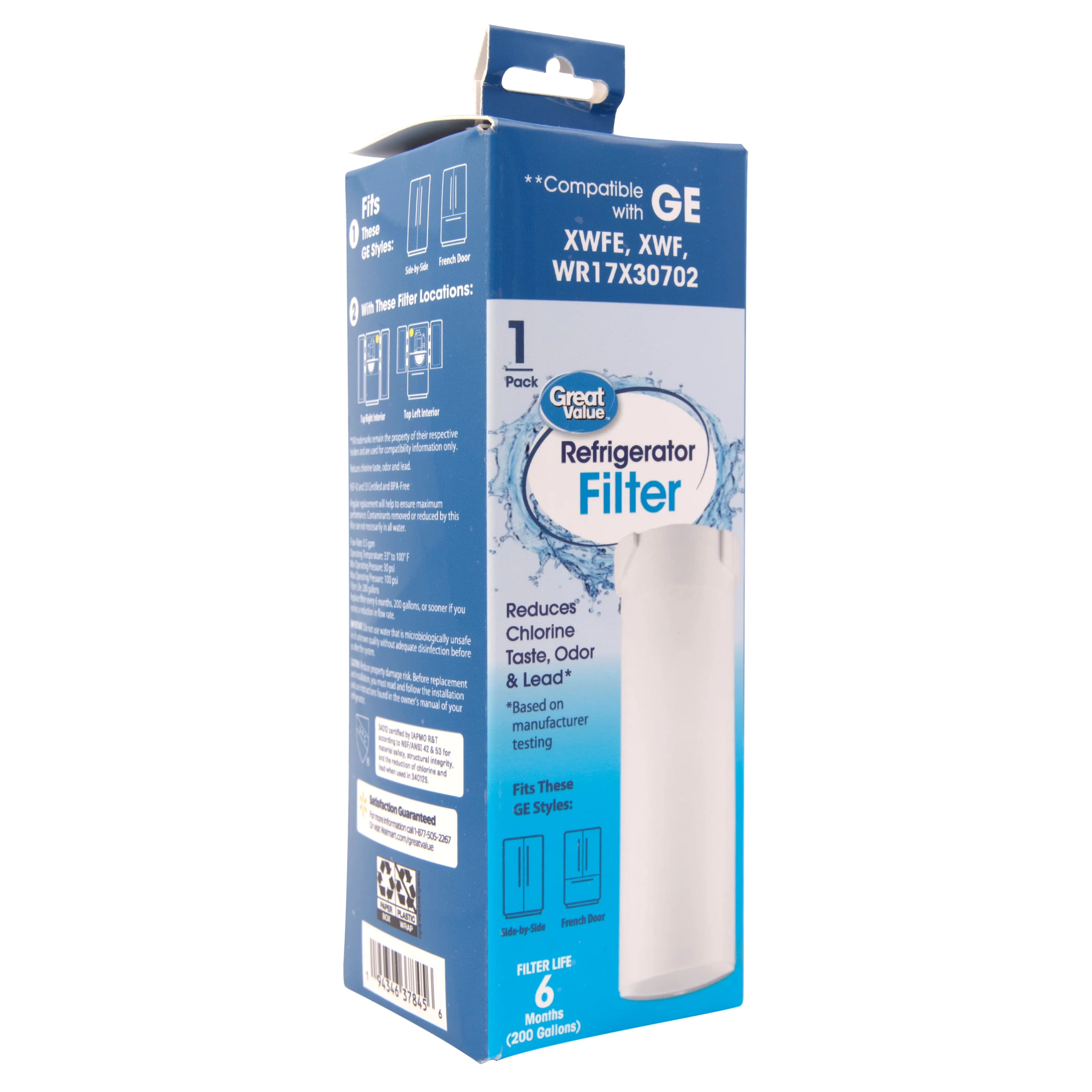 Compact Water Filtration with Premium coconut‑shell carbon block, Quick 1‑minute install, Compatible - Model A81937