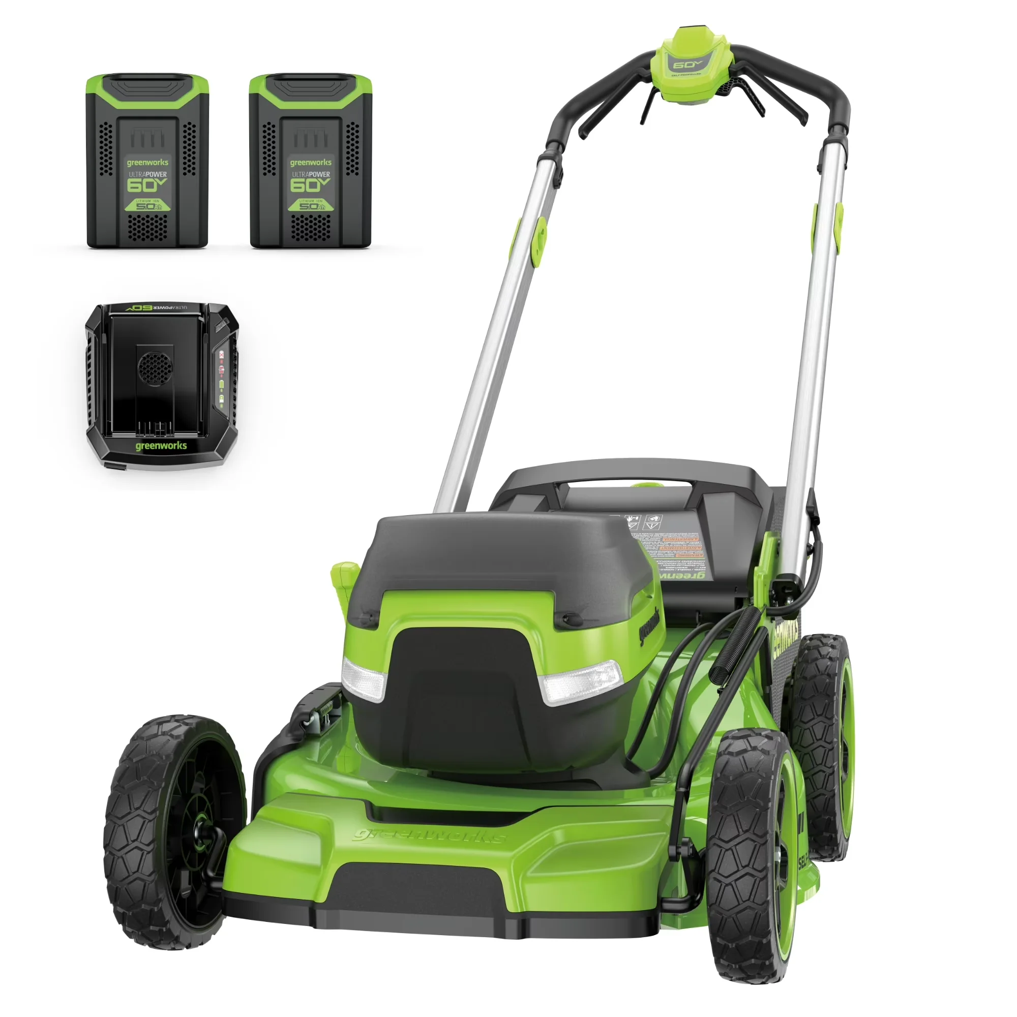 Efficient Push Mower with Battery, 60V, Battery Level Indicator - Green Model 2583A6
