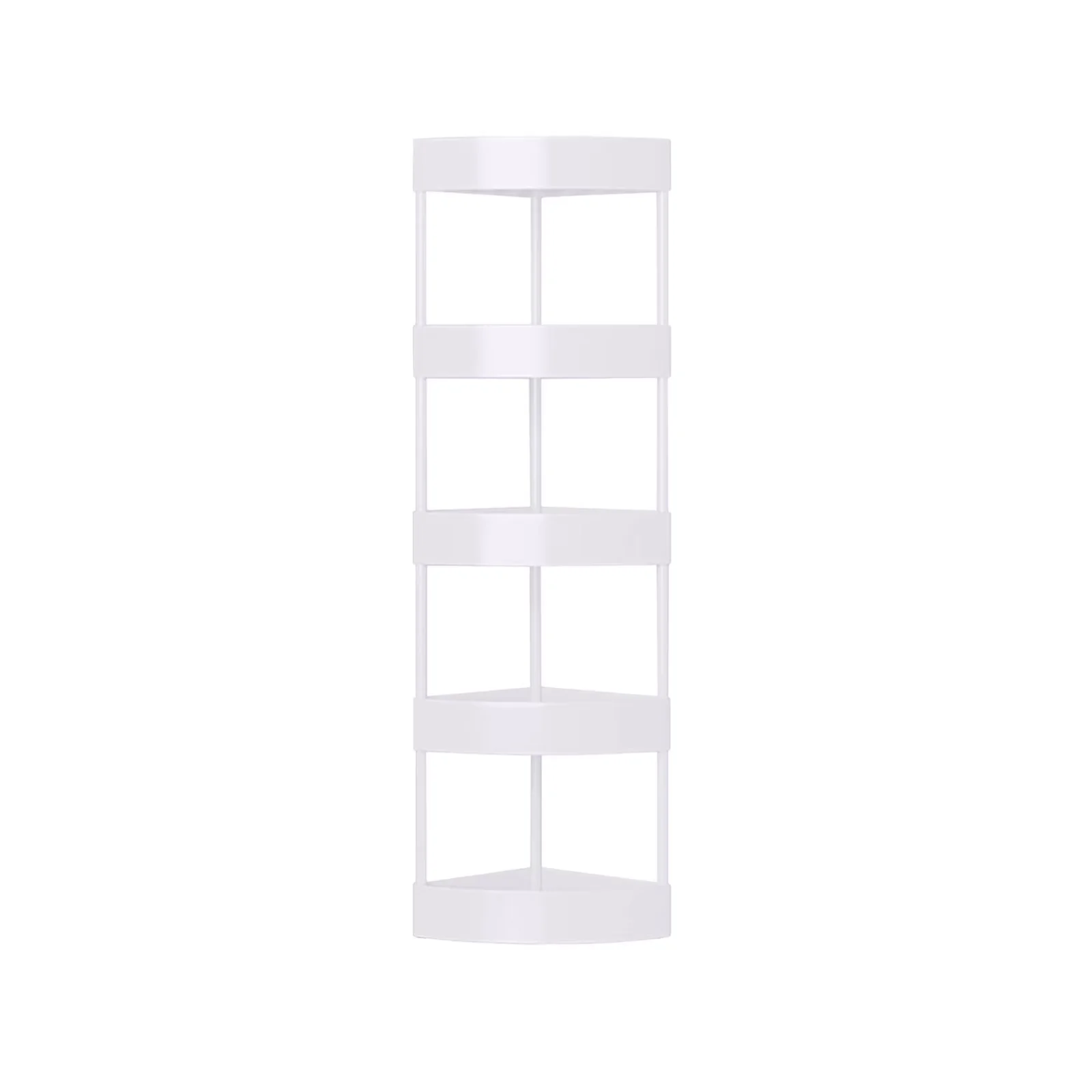 Reliable Bathroom Renovation with Floor Type Tripod Organizer, Plastic and Stainless Steel Shelves, Corner Storage Rack - White Plastic Model 302318