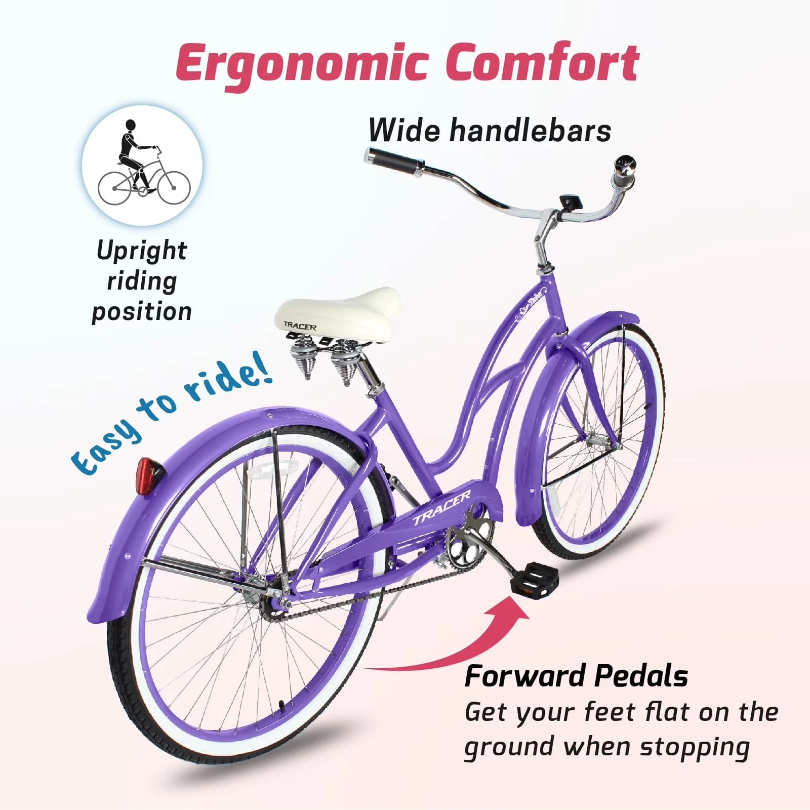 Cruiser Bike Quality with Single-Speed, Hi-Ten Steel Frame, Coaster Brake - Model 46AD09