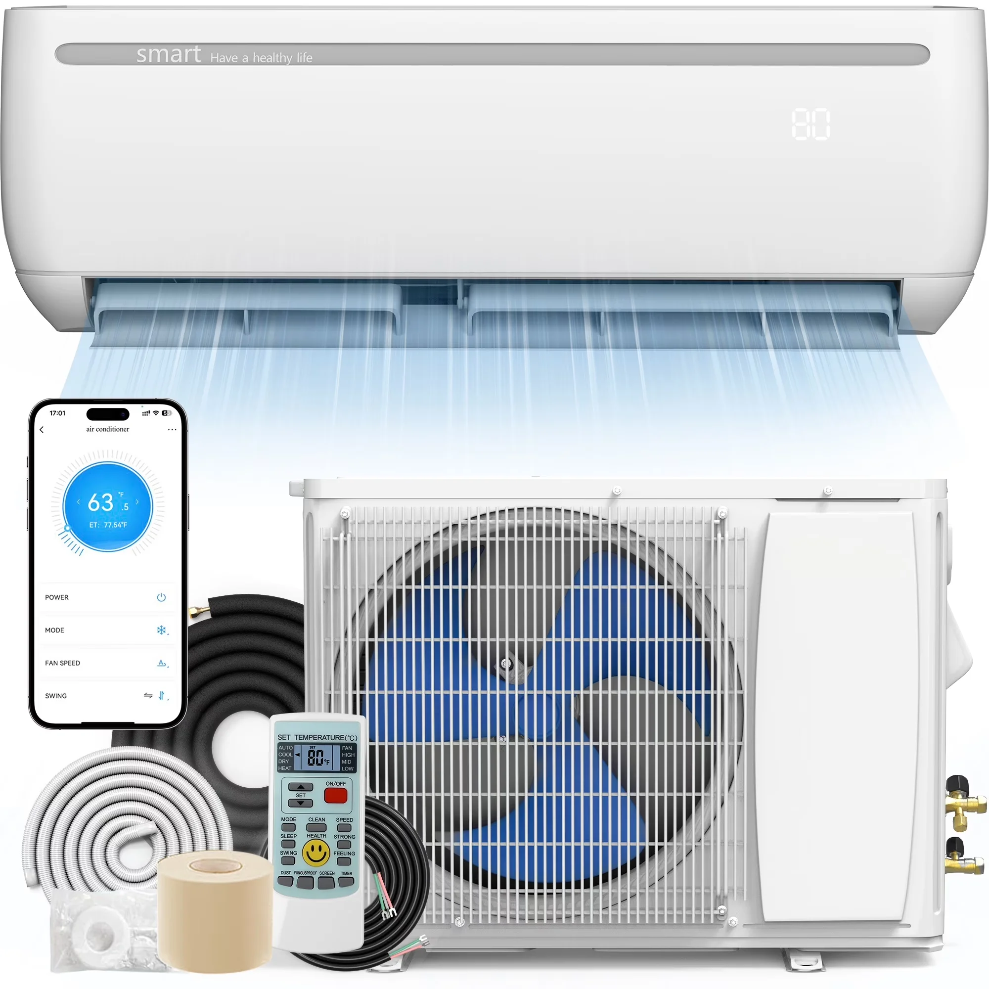 Compact Air Conditioner with 18000 BTU, 230V, Mini Split & Heater - White Model 2F1C53