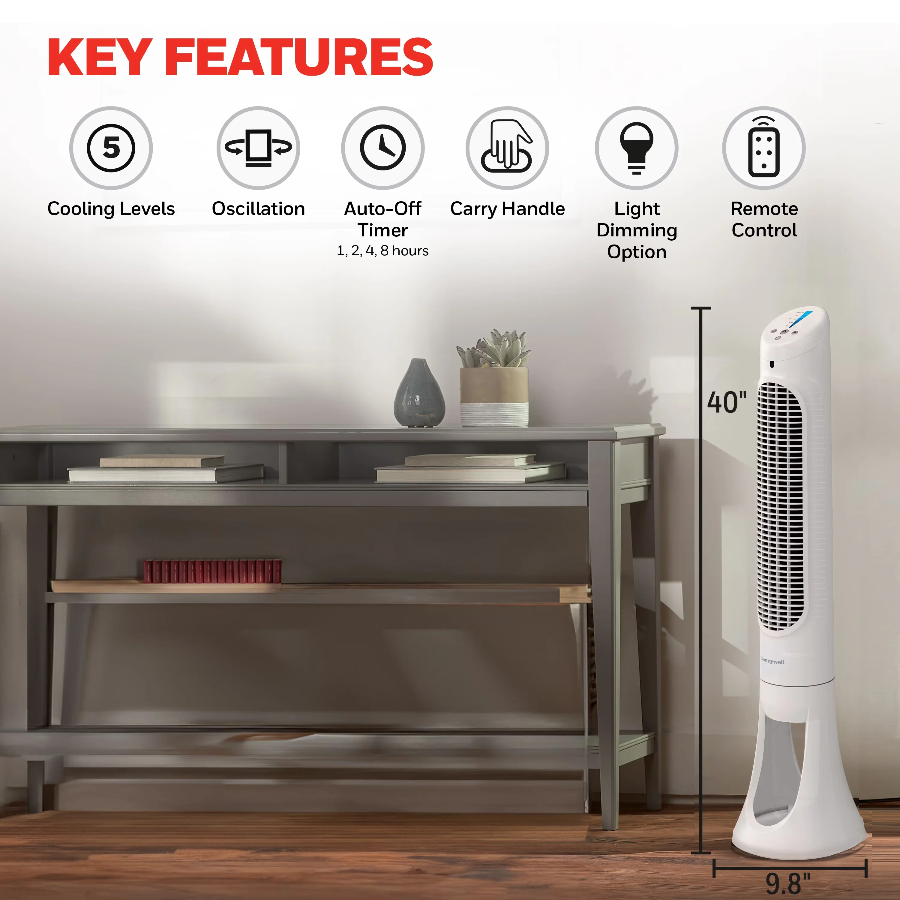 Durable Fans In Cooling with Remote Controlled, Timer, 30ft Air Circulation Power - Pastic Model E59669