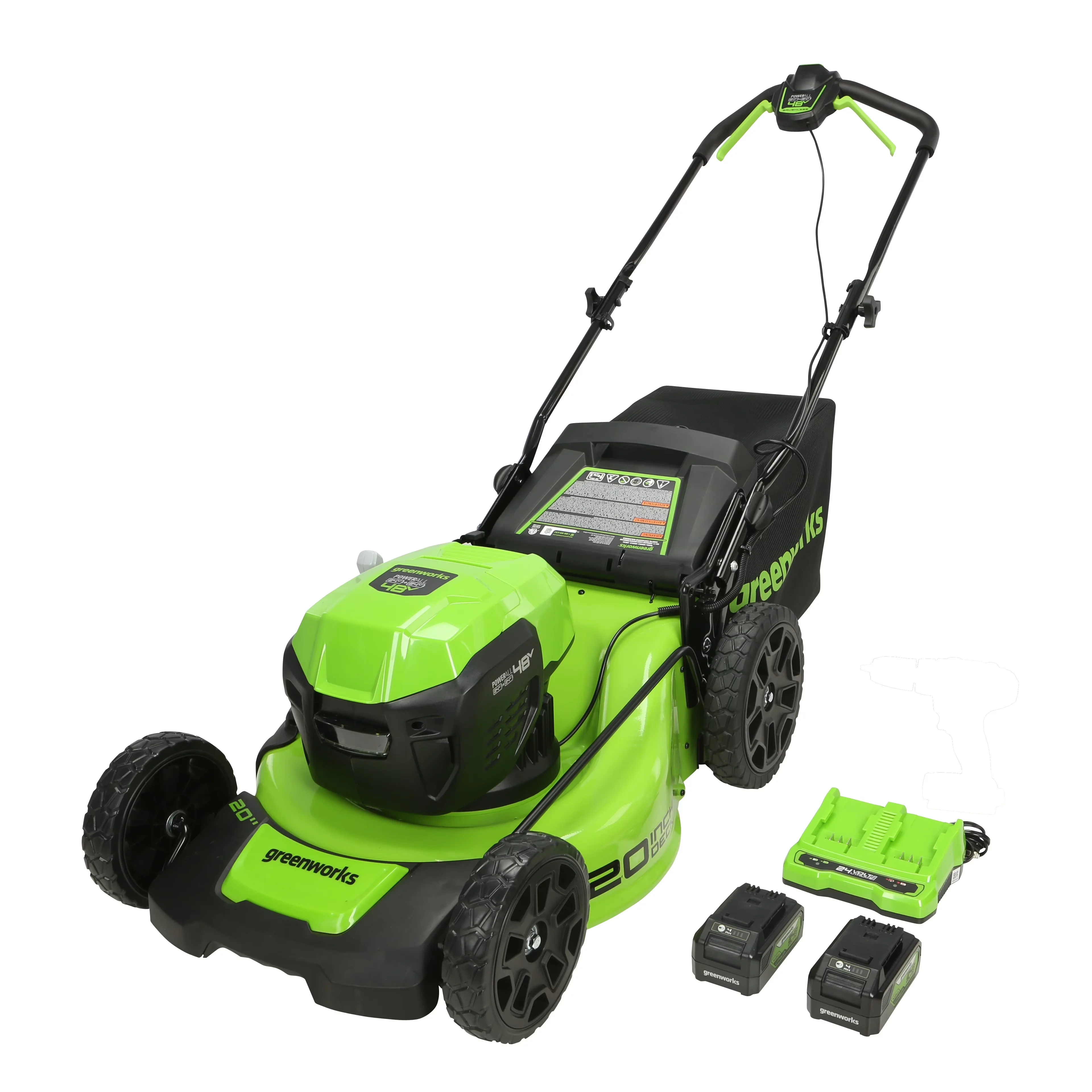 Stylish Push Mower with Battery, 48V, Adjustable Cutting Height - Green Model 491A5C