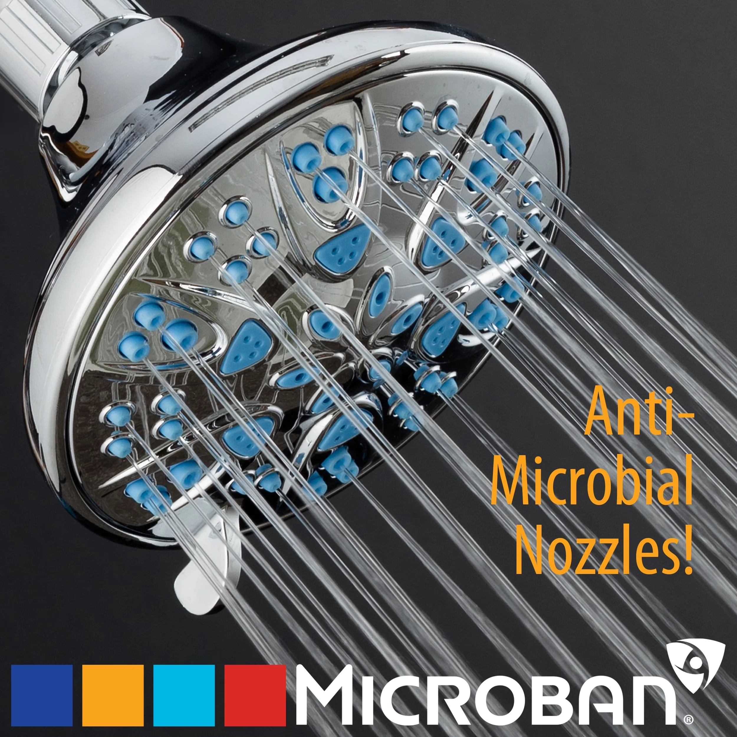 Shower Head Compact with Antimicrobial, High Pressure, Chrome - Abs Silver Model 2A3F00