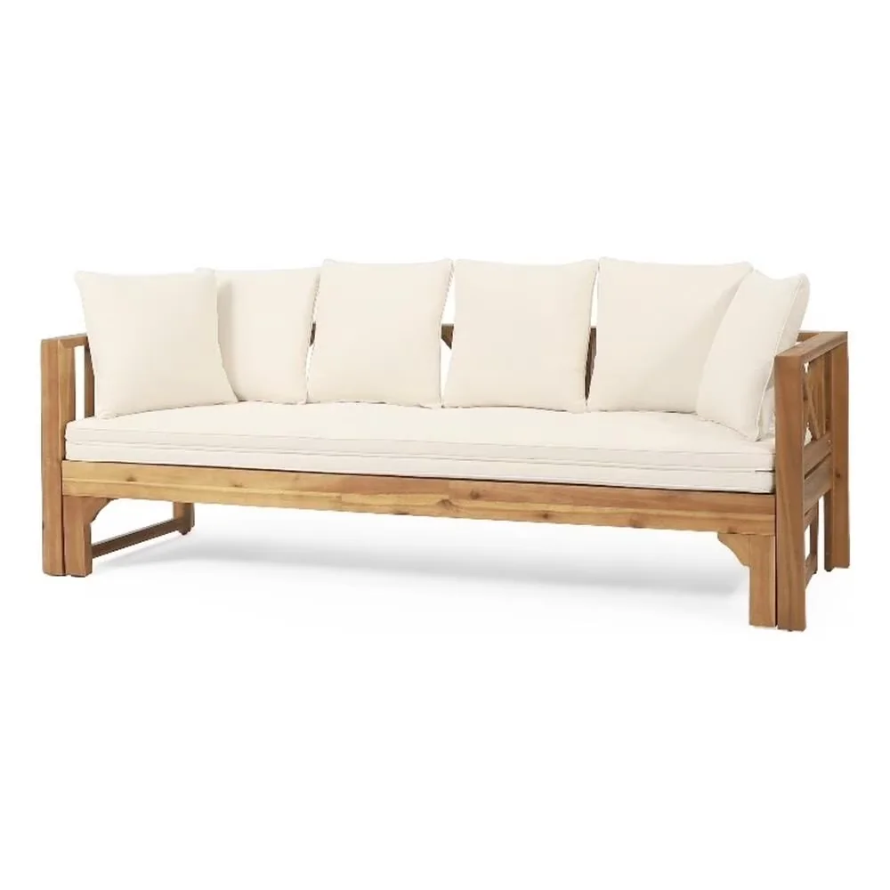 Classic Outdoor Sofas Sectional with Water-Resistant, Rustic/Lodge, One outdoor patio daybed sofa - Wood Brown Model 9F9059