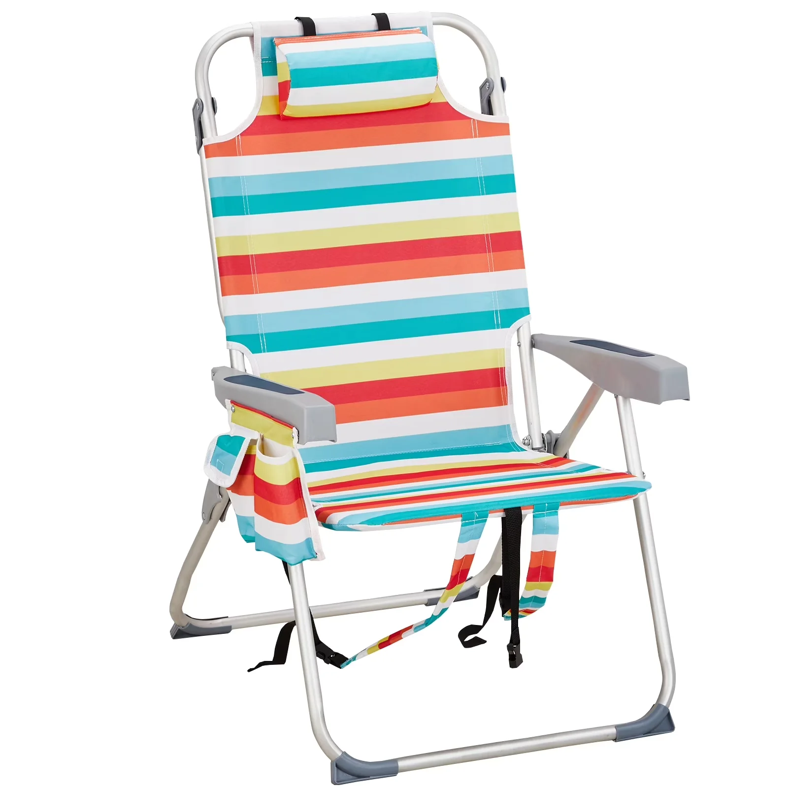 Compact Beach Chair - Rainbow Stripes Heightened - Residential Grade Model 4FCA13