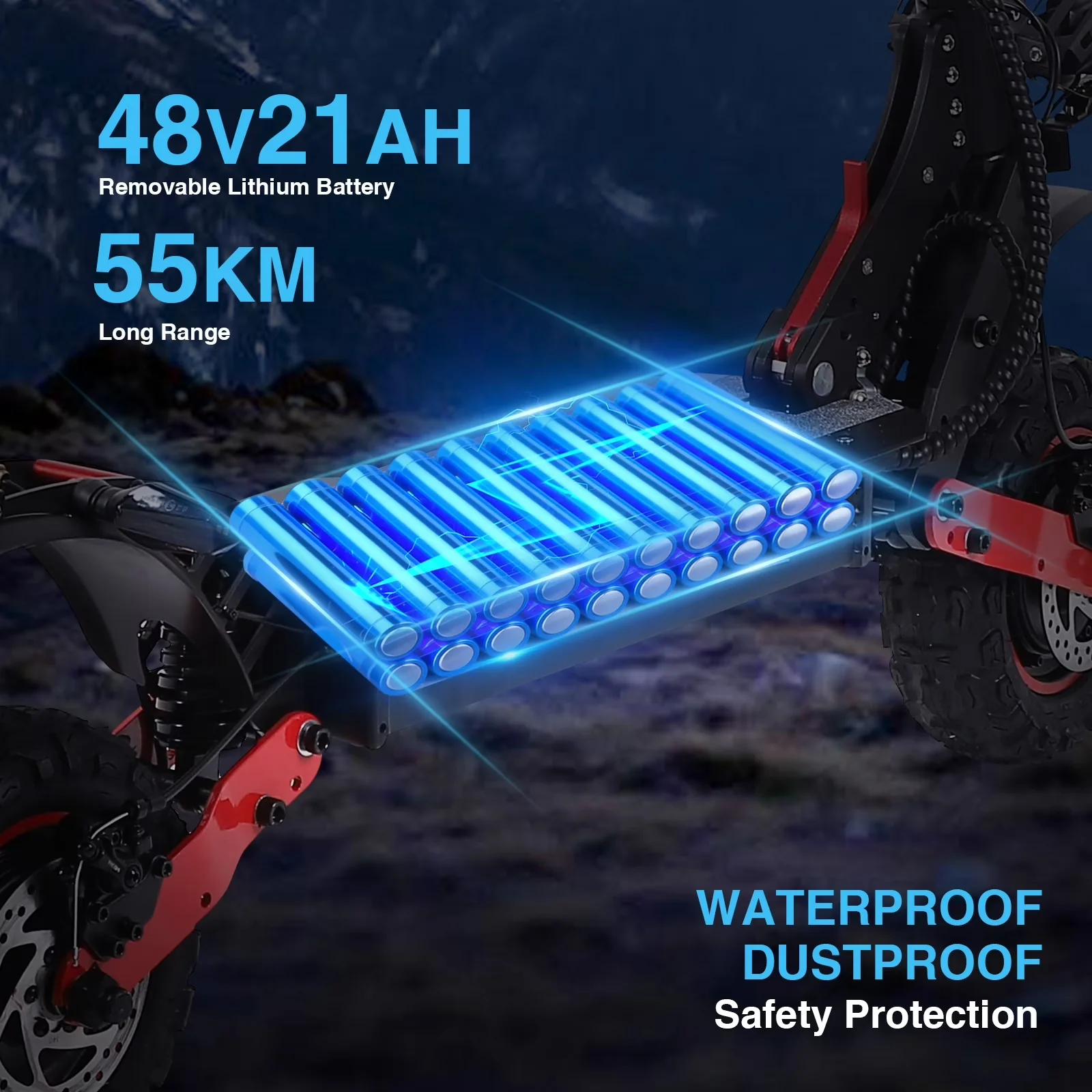 Efficient Scooter with 2400W, Portable, 11" Electric - Black Aluminum Alloy Model 3BDA61