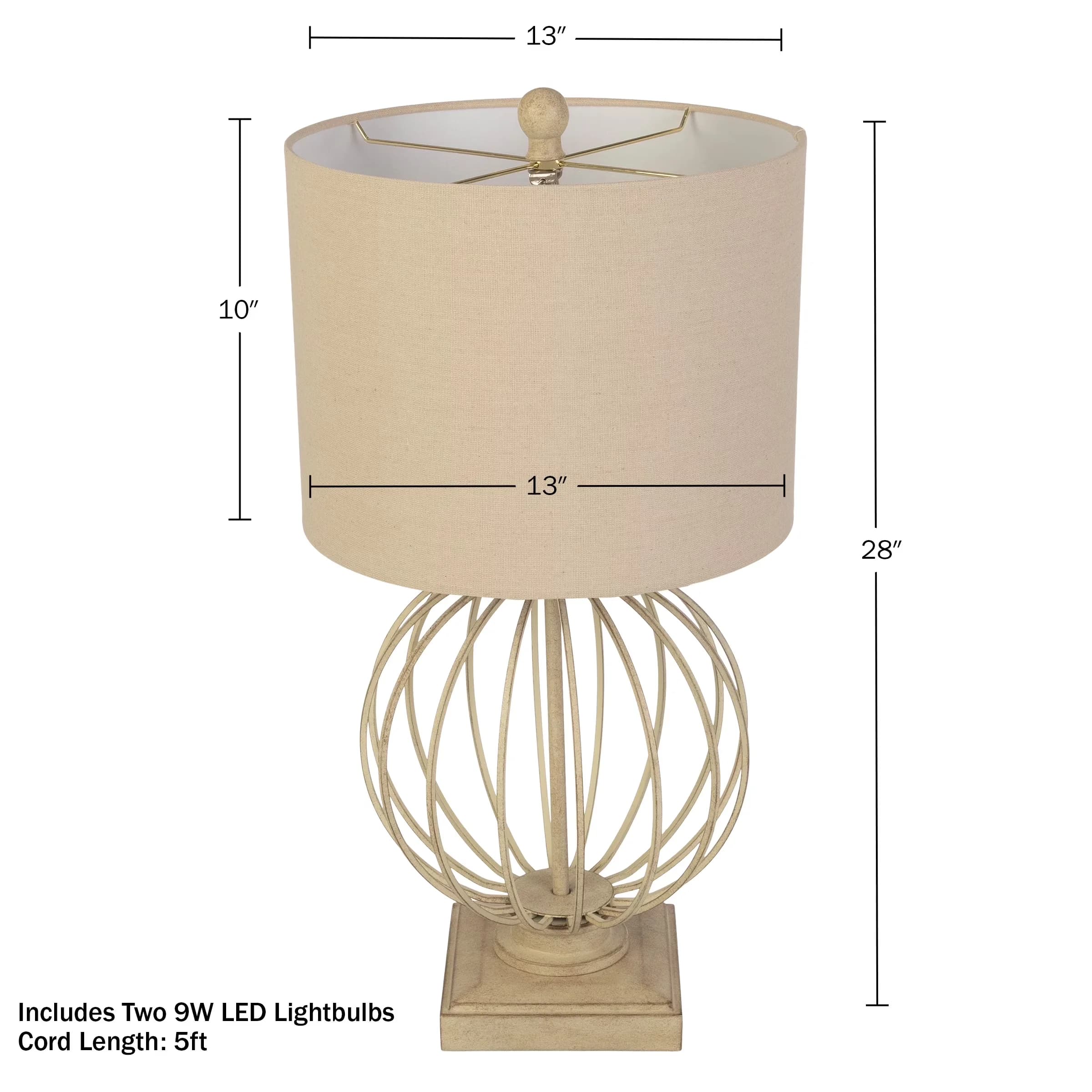 Efficient Lamp Set with LED, Modern, Energy Efficient - Metal And Linen. Brown Model 0D7716