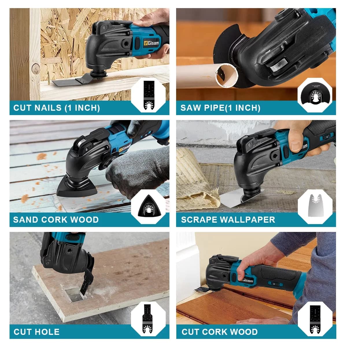 Classic Woodworking with Battery, 21V, 21V Max Cordless Oscillating Multi-Tool - Blue Model C7F95A