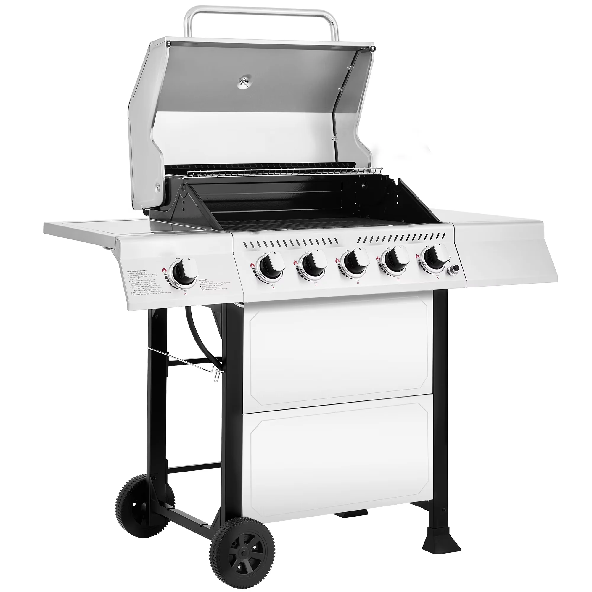 Essential Gas Grill with 60000 BTU, Warming Rack, Side Burner - Stainless Steel Model 8939D2