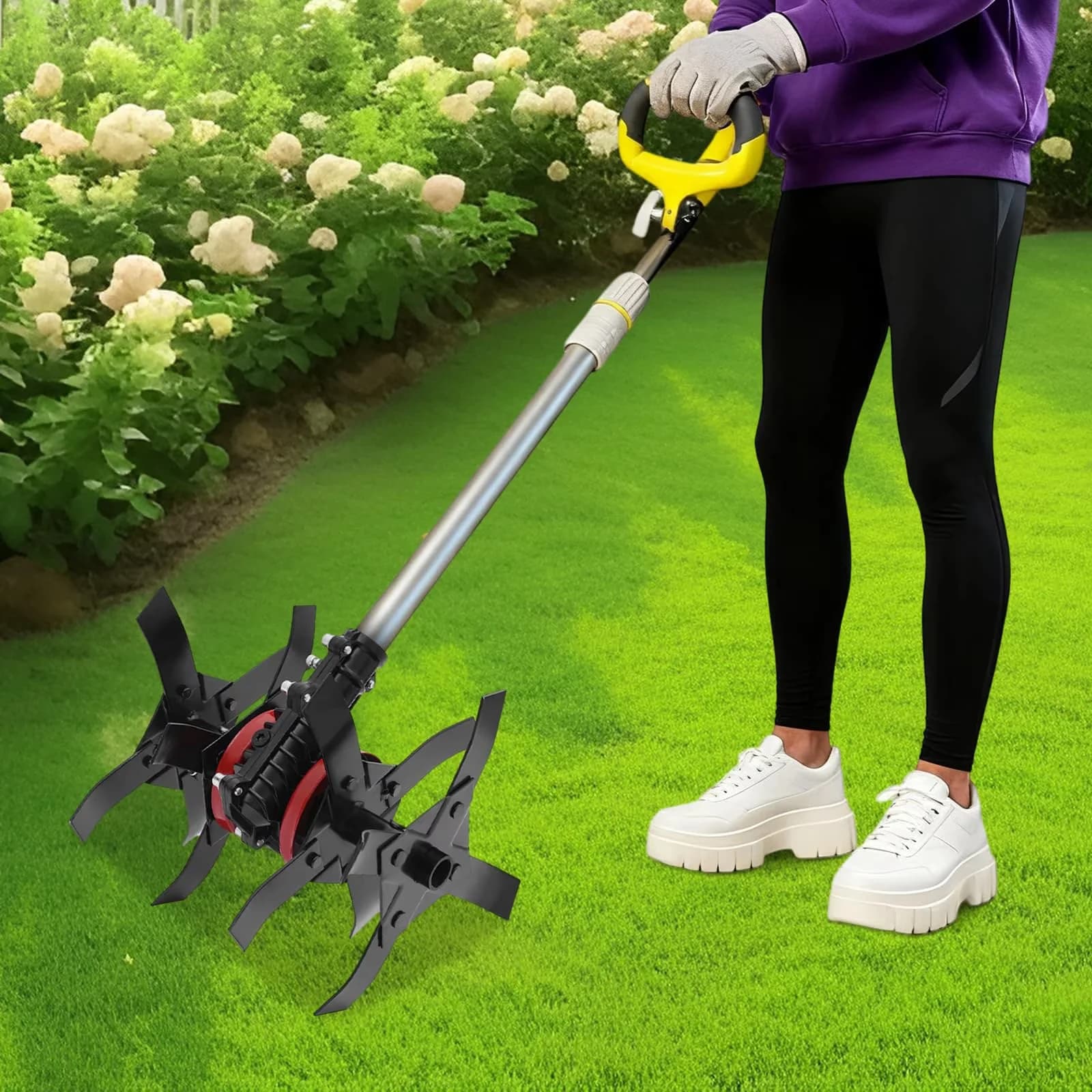 Versatile Trillers Cultivator with 9 Teeth Tiller Attachment for Garden - Model 5949DB