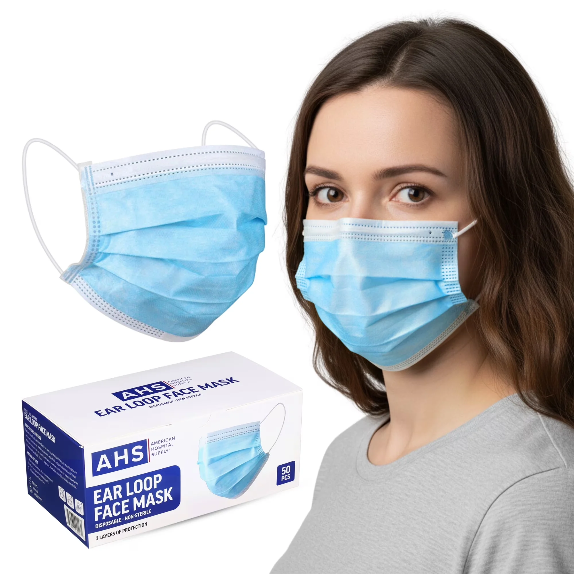 Sleek Protective Equipment with Disposable, Earloop Face Mask - White Fabric Model 55360E